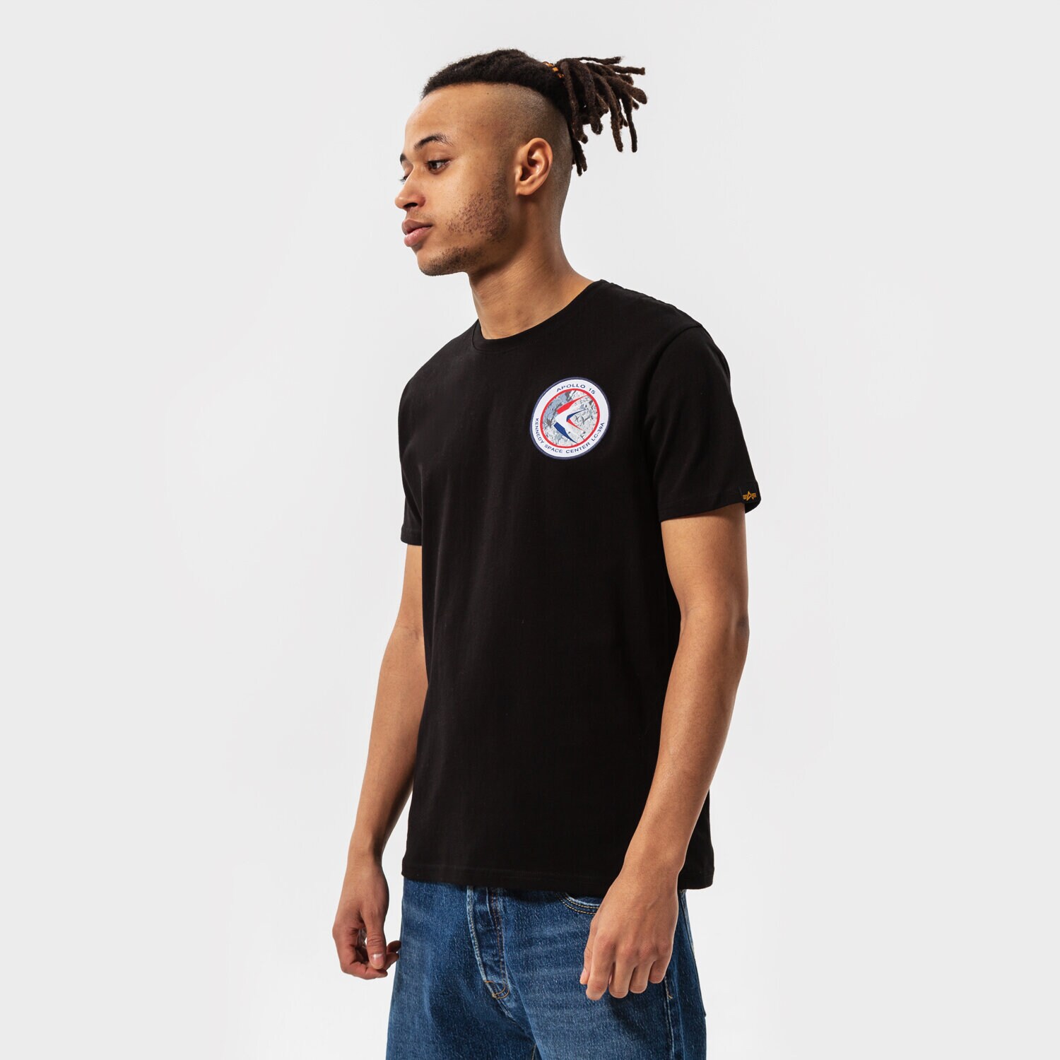 Koszulka, t-shirt sportowy męski ALPHA INDUSTRIES T-SHIRT APOLLO 15 T 19850103 CZARNY