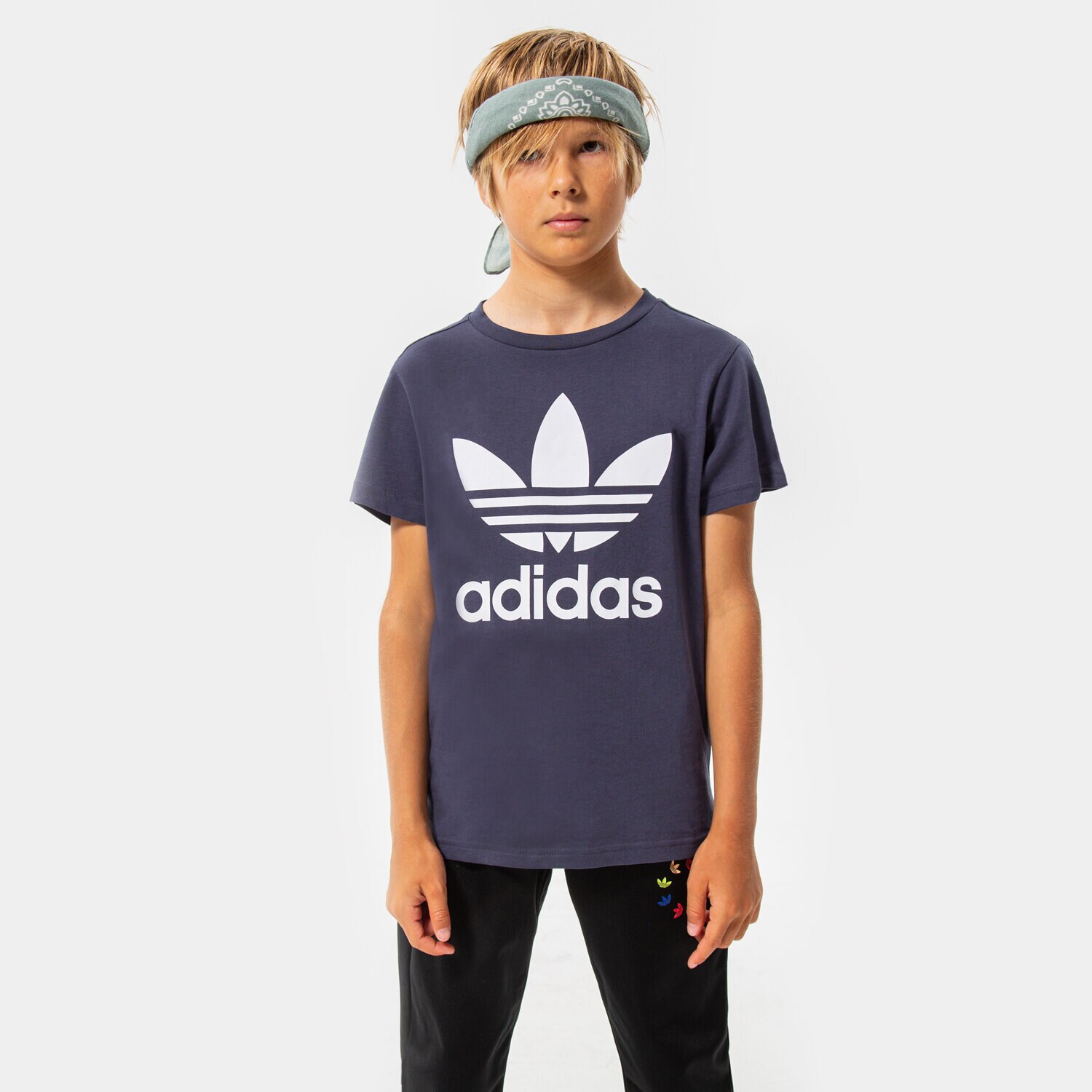 Koszulka, t-shirt dla dzieci ADIDAS T-SHIRT TREFOIL TEE BOY HC9601 GRANATOWY
