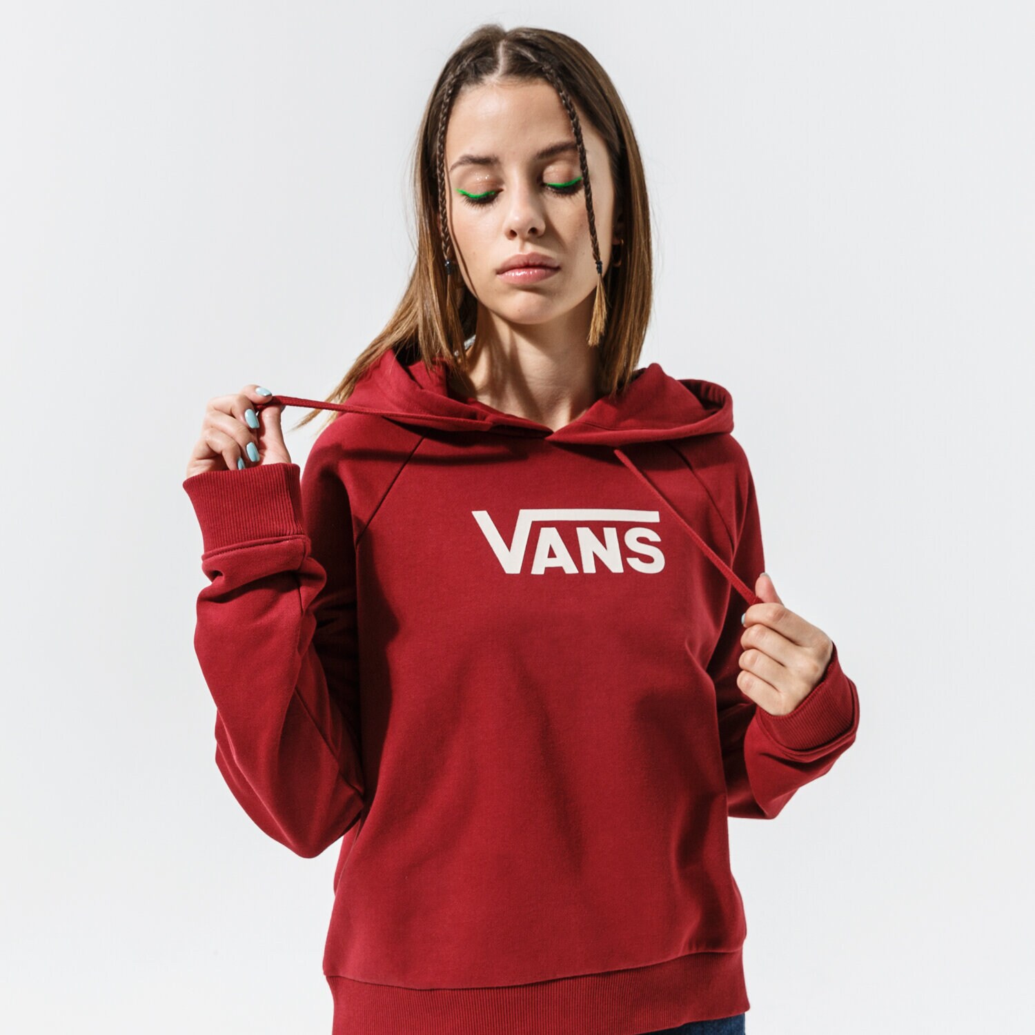 Bluza damska VANS BLUZA Z KAPTUREM FLYING V FT BOXY HOODIE VN0A4BG3ZBS1 BORDOWY