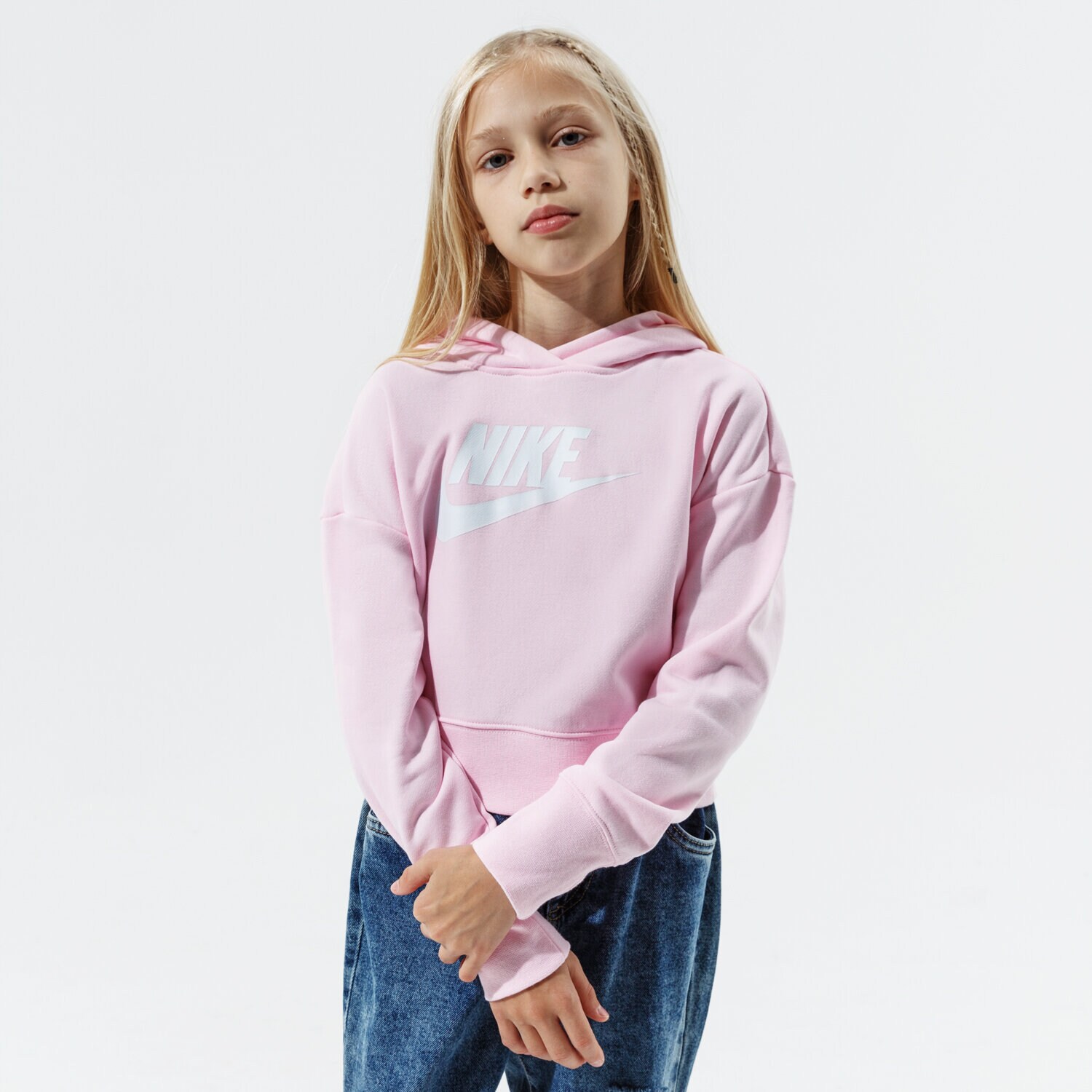 Sportowa bluza dziecięca NIKE BLUZA Z KAPTUREM SPORTSWEAR CLUB GIRL DC7210-663 RÓŻOWY