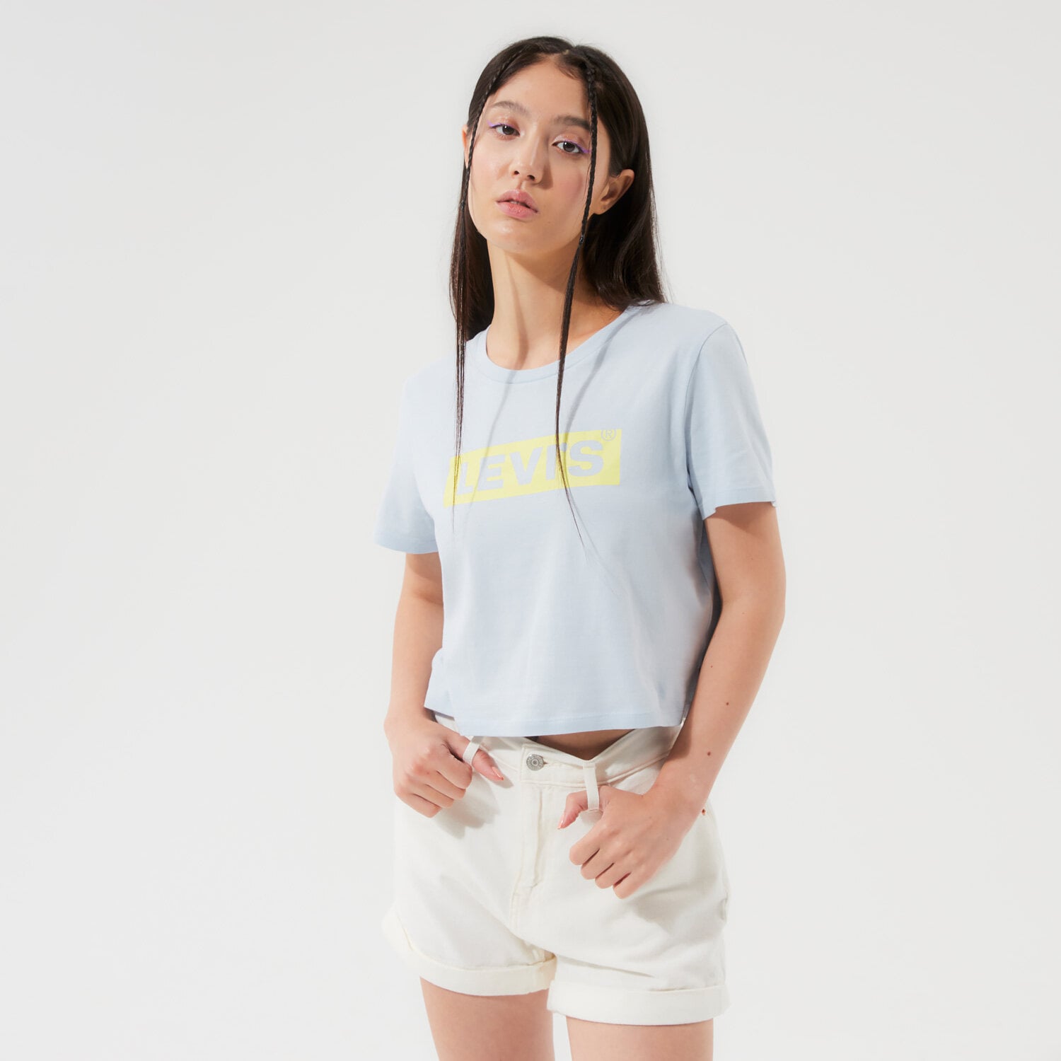 Koszulka, t-shirt damski LEVI'S T-SHIRT CROPPED JORDIE TEE A0785-0011 NIEBIESKI