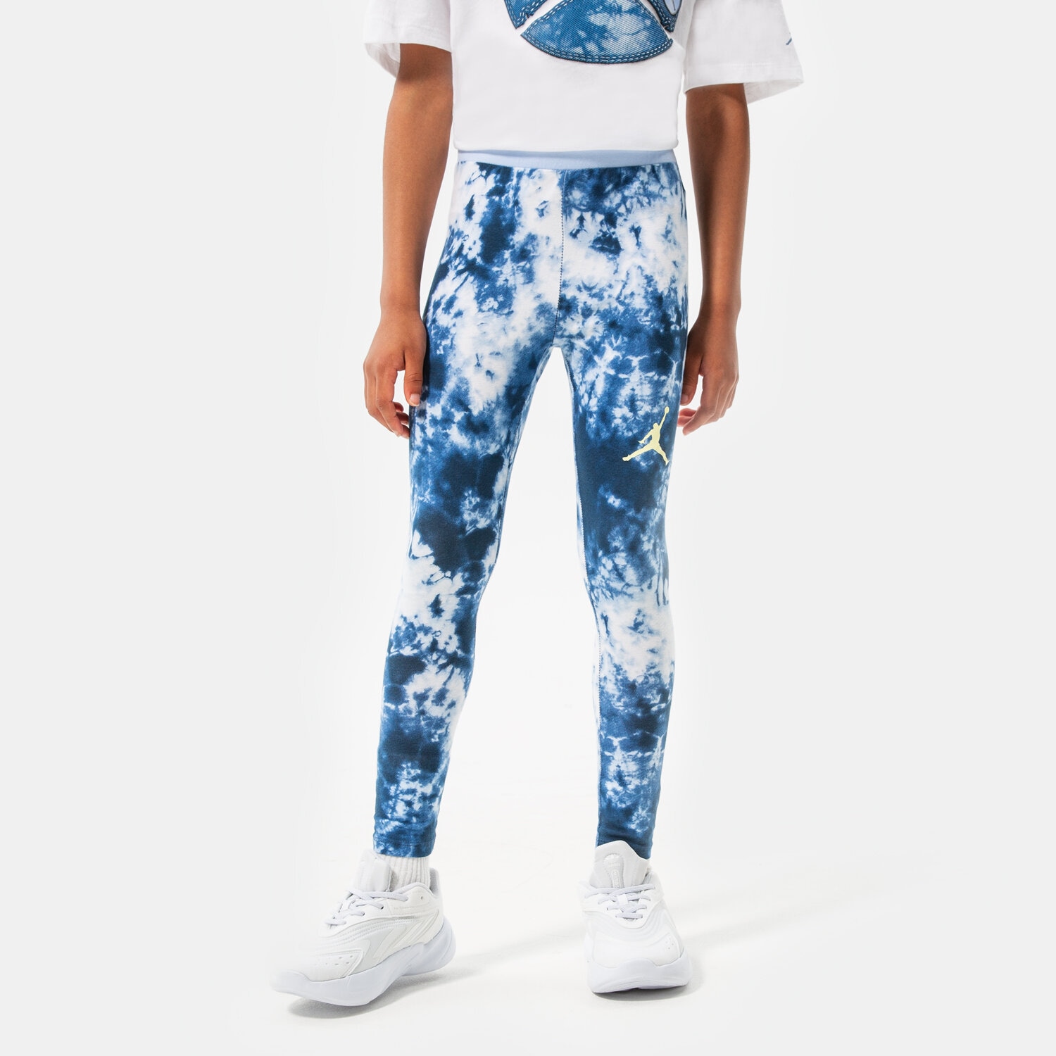 Sportowe spodnie dziecięce JORDAN SPODNIE CLOUD DYE LEGGING GIRL 45B518-BAJ NIEBIESKI