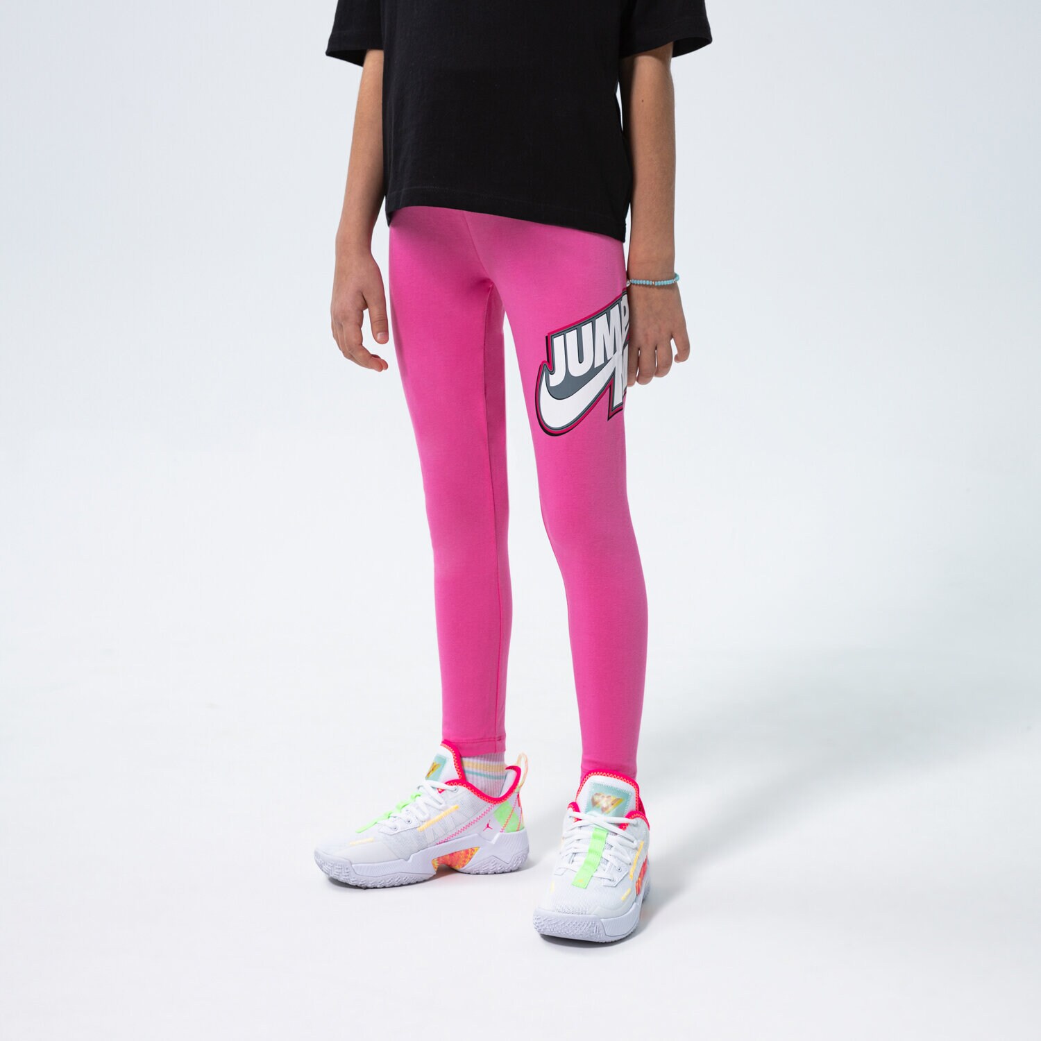 Sportowe spodnie dziecięce JORDAN LEGGINGS JDG JUMPMAN X JORDAN LEGGING GIRL 45B064AA7 RÓŻOWY