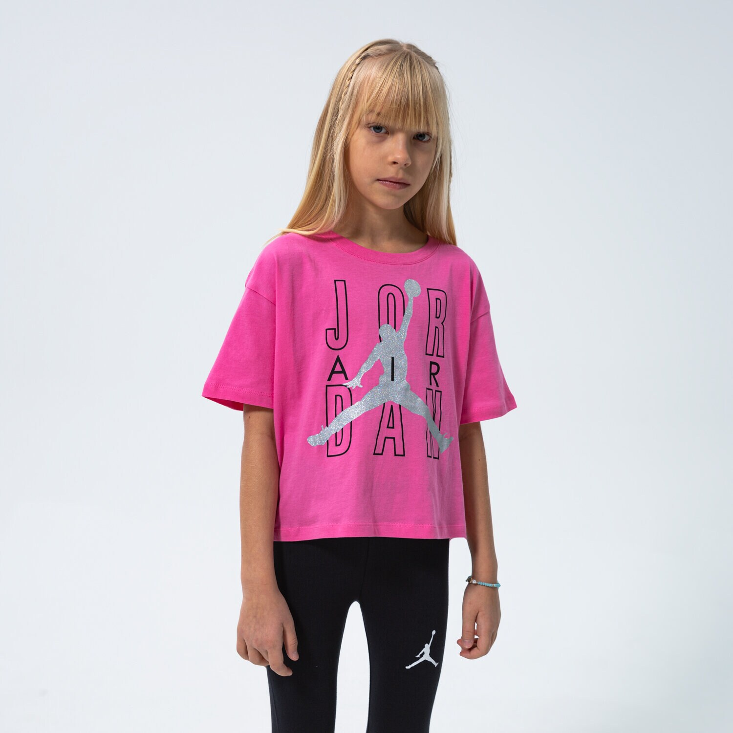 Koszulka, t-shirt dla dzieci JORDAN T-SHIRT JDG JORDAN AIR SHINE GIRL 45B058AA7 RÓŻOWY