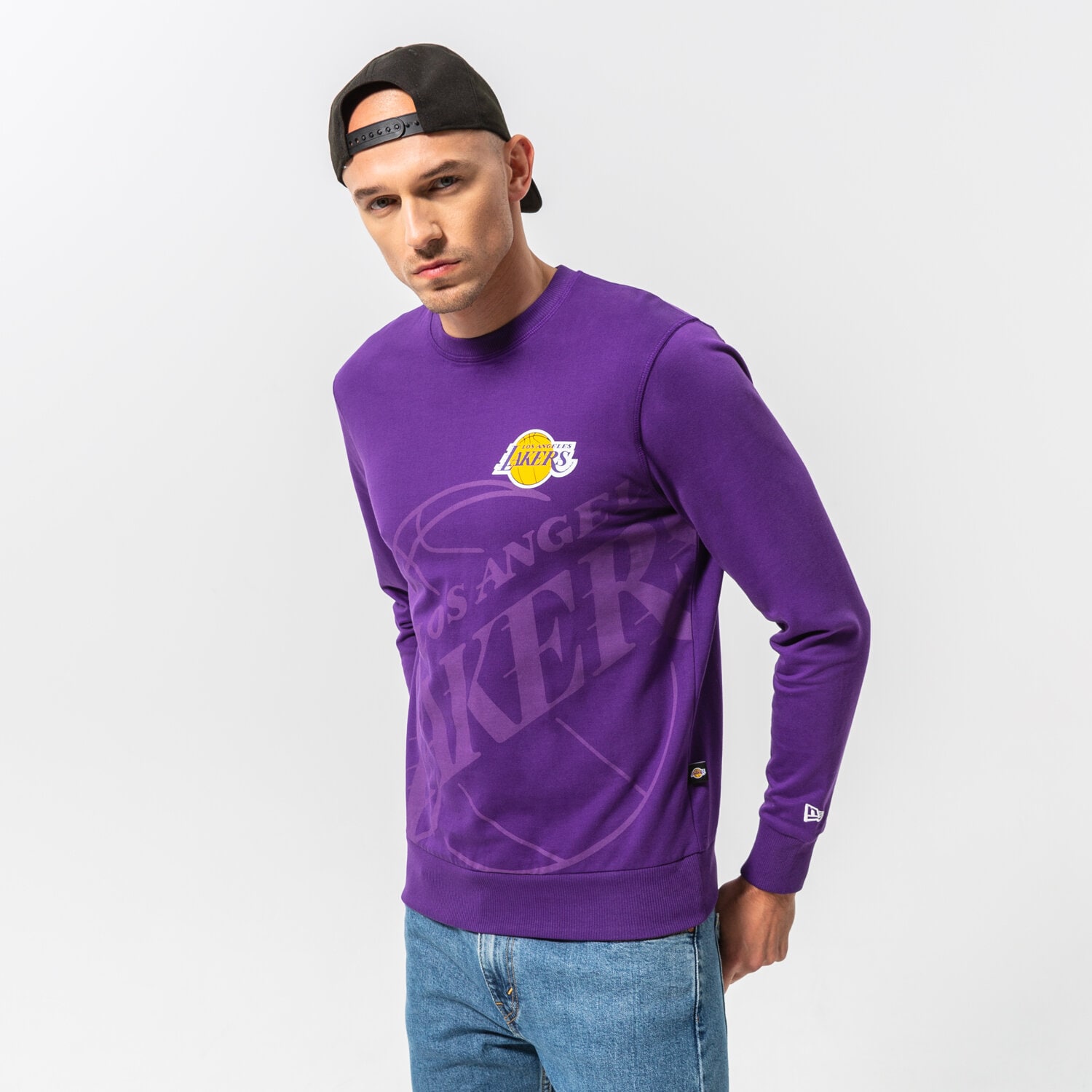 Bluza męska NEW ERA BLUZA WASHED GRAPHIC LAKERS LOS ANGELES LAKERS TRP 13083865 FIOLETOWY