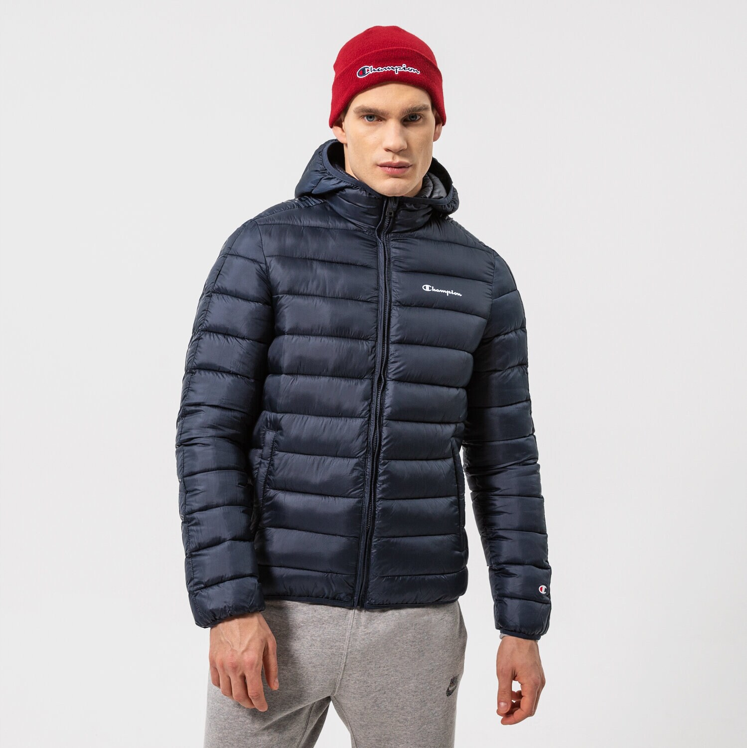 Kurtka zimowa męska CHAMPION KURTKA ZIMOWA HOODED JACKET 216647BS501 GRANATOWY