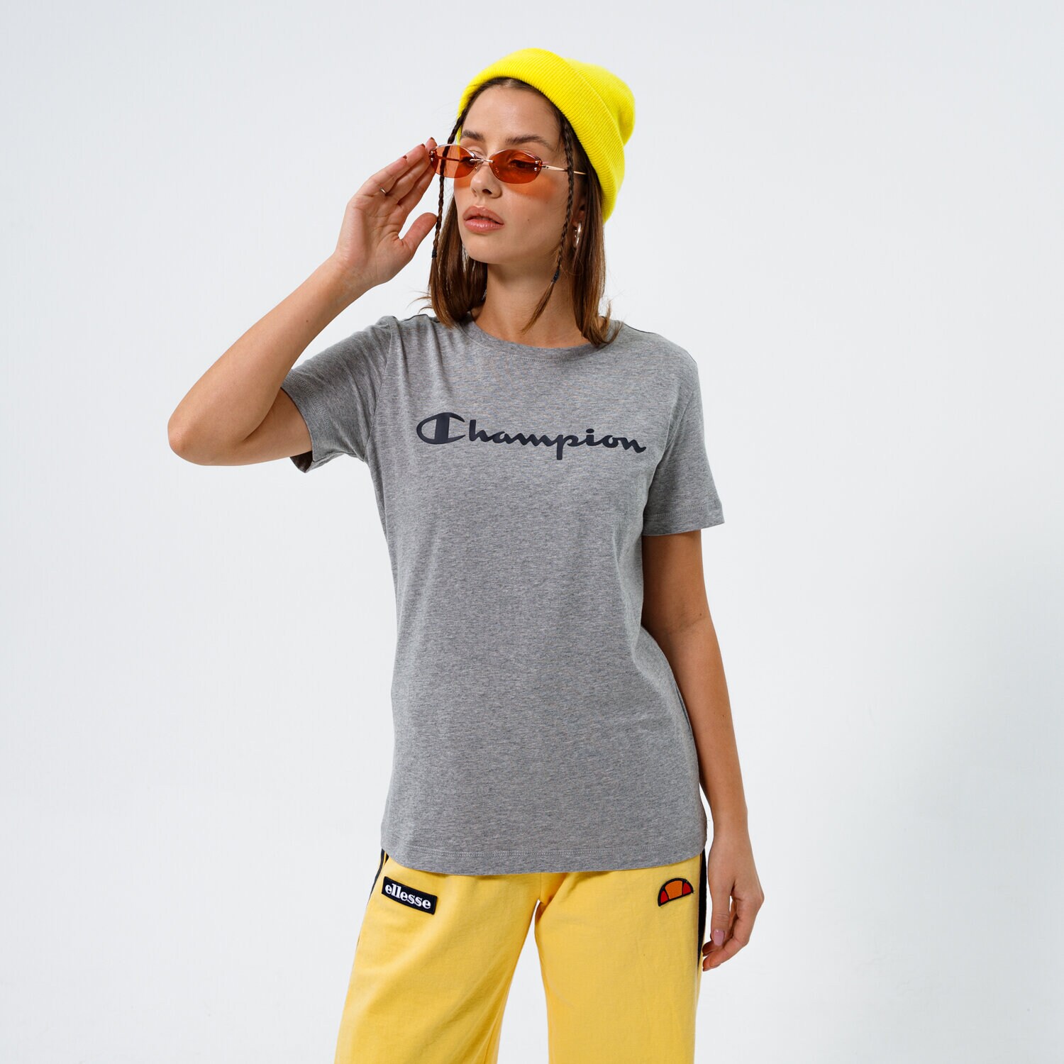 Koszulka, t-shirt damski CHAMPION T-SHIRT CREWNECK T-SHIRT 113223EM006 SZARY