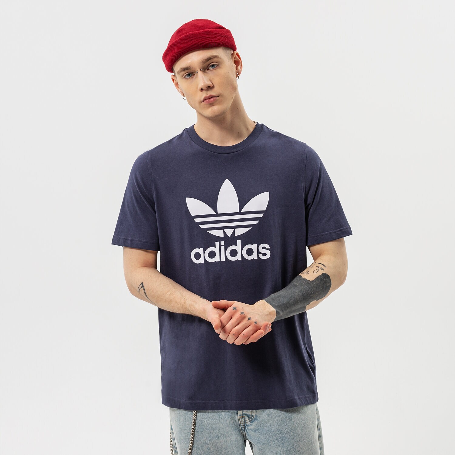 Koszulka, t-shirt sportowy męski ADIDAS T-SHIRT TREFOIL T-SHIRT HE9512 GRANATOWY