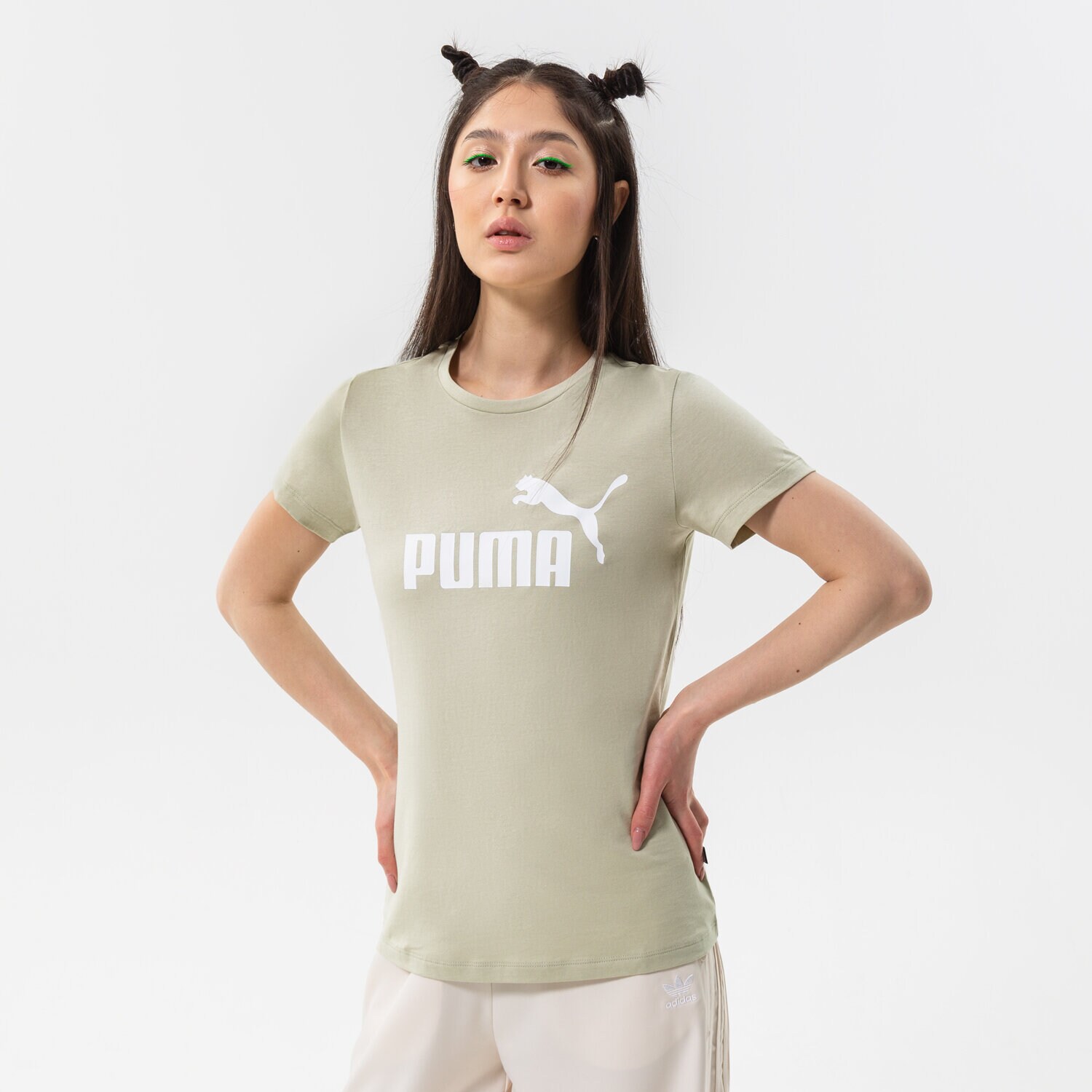 Koszulka, t-shirt damski PUMA T-SHIRT ESS LOGO TEE (S) 586775 85 ZIELONY