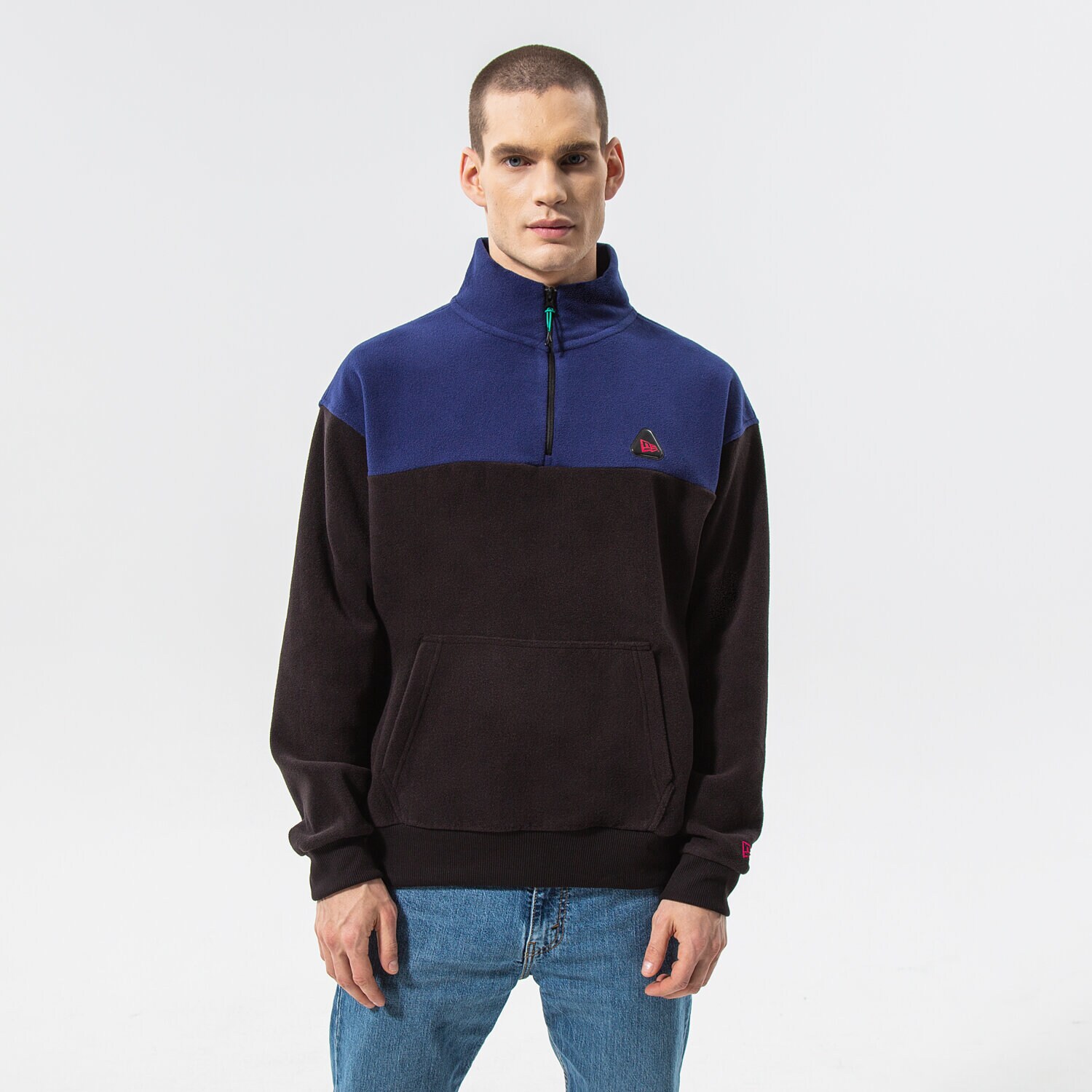 Bluza męska NEW ERA POLAR NEW ERA COLOURBLOCK QUARTER ZIP 12893059 CZARNY