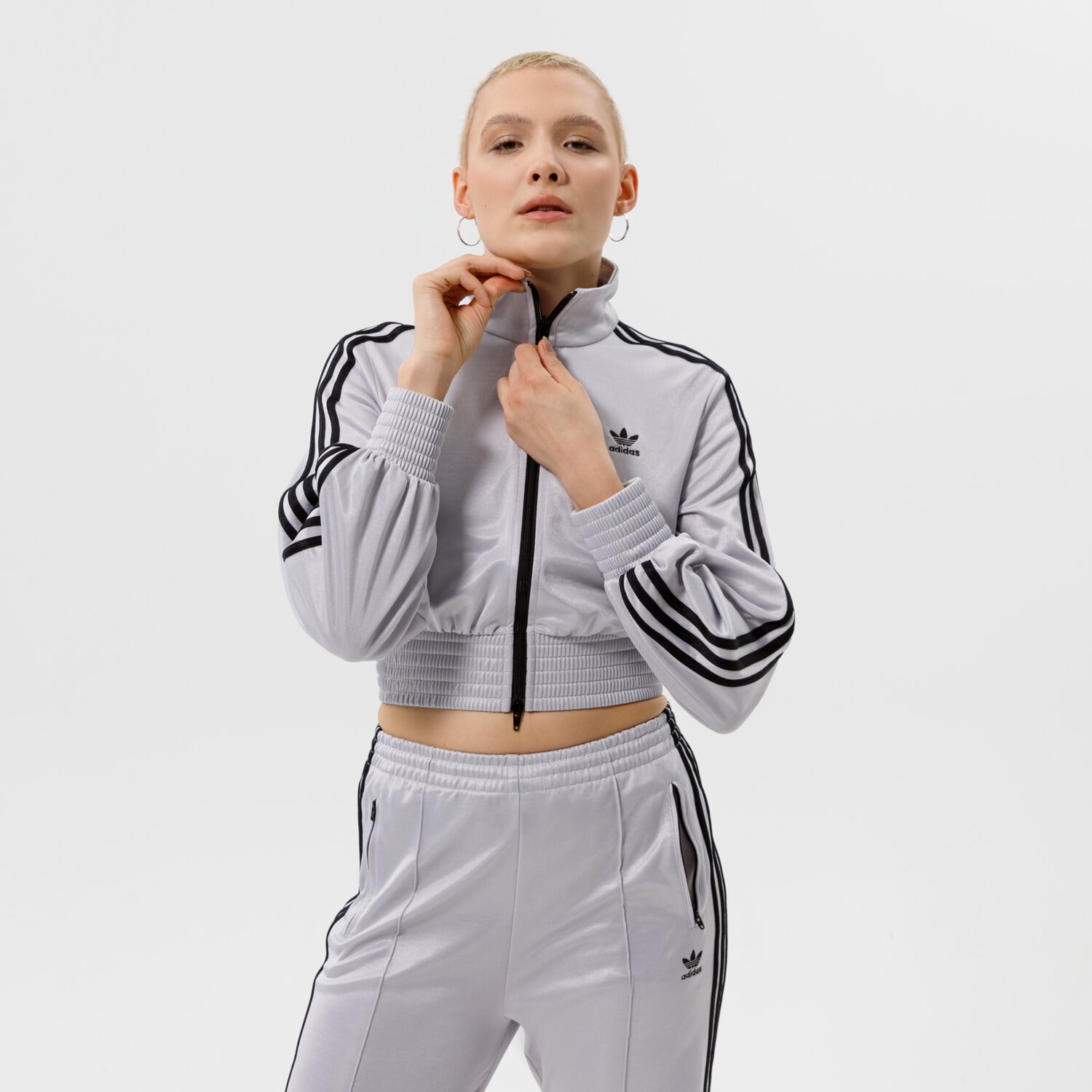 Bluza damska ADIDAS BLUZA ROZPINANA TRACK TOP HF7532 SREBRNY