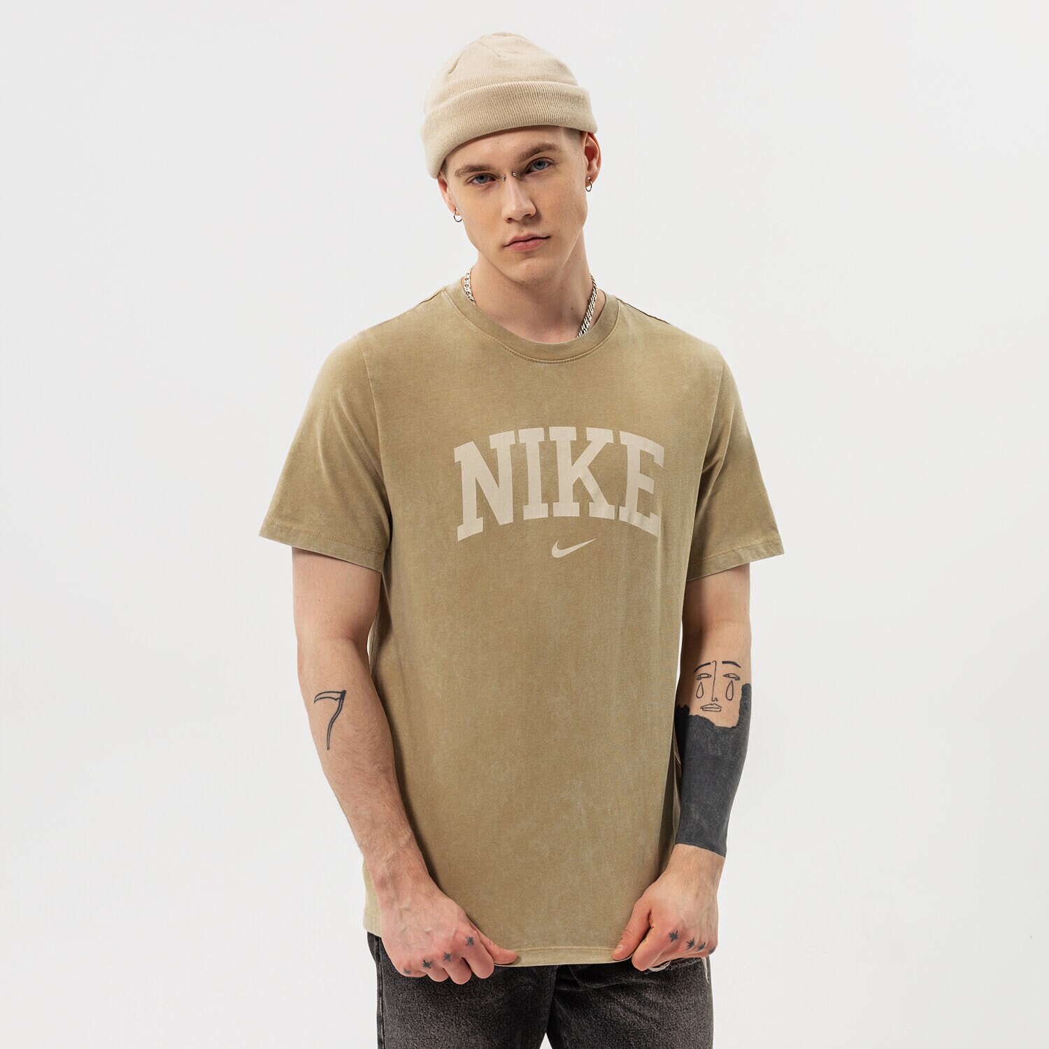 Koszulka, t-shirt sportowy męski NIKE T-SHIRT M NSW ARCH SS TEE ESS DC0724-297 KHAKI