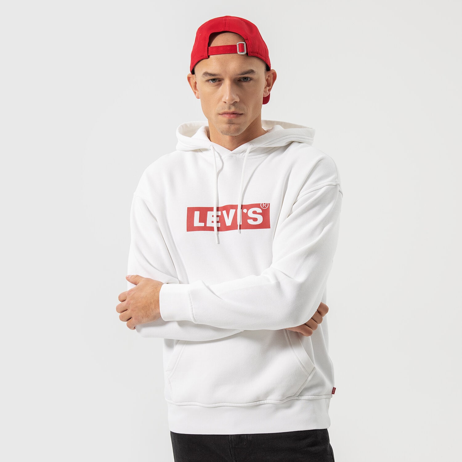 Bluza męska LEVI'S BLUZA Z KAPTUREM T3 RELAXD GRAPHIC HOODIE 38821-0113 BIAŁY