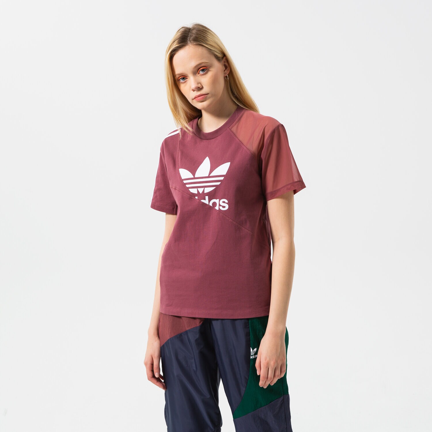 Koszulka, t-shirt damski ADIDAS T-SHIRT TEE HC7044 BORDOWY