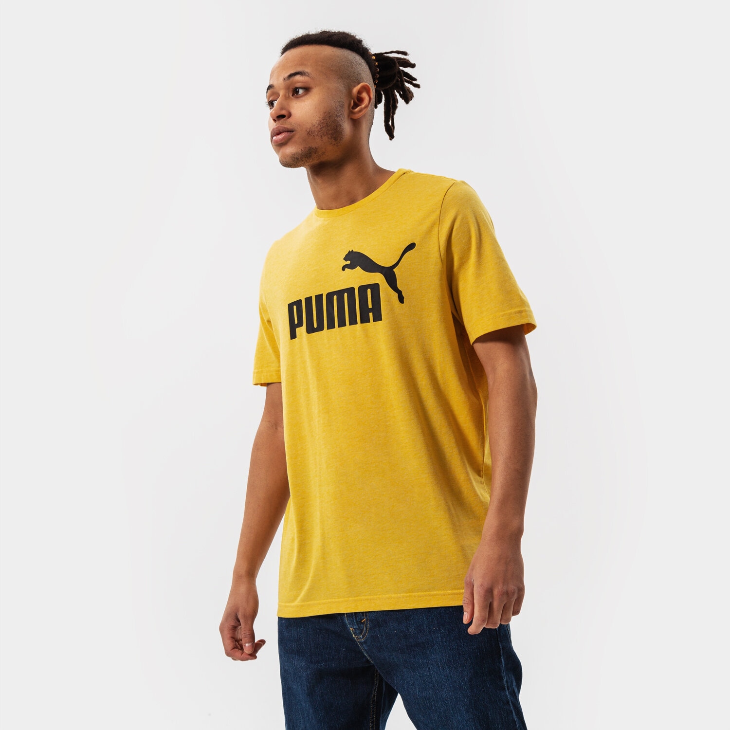 Koszulka, t-shirt sportowy męski PUMA T-SHIRT ESS HEATHER TEE 58673631 ŻÓŁTY