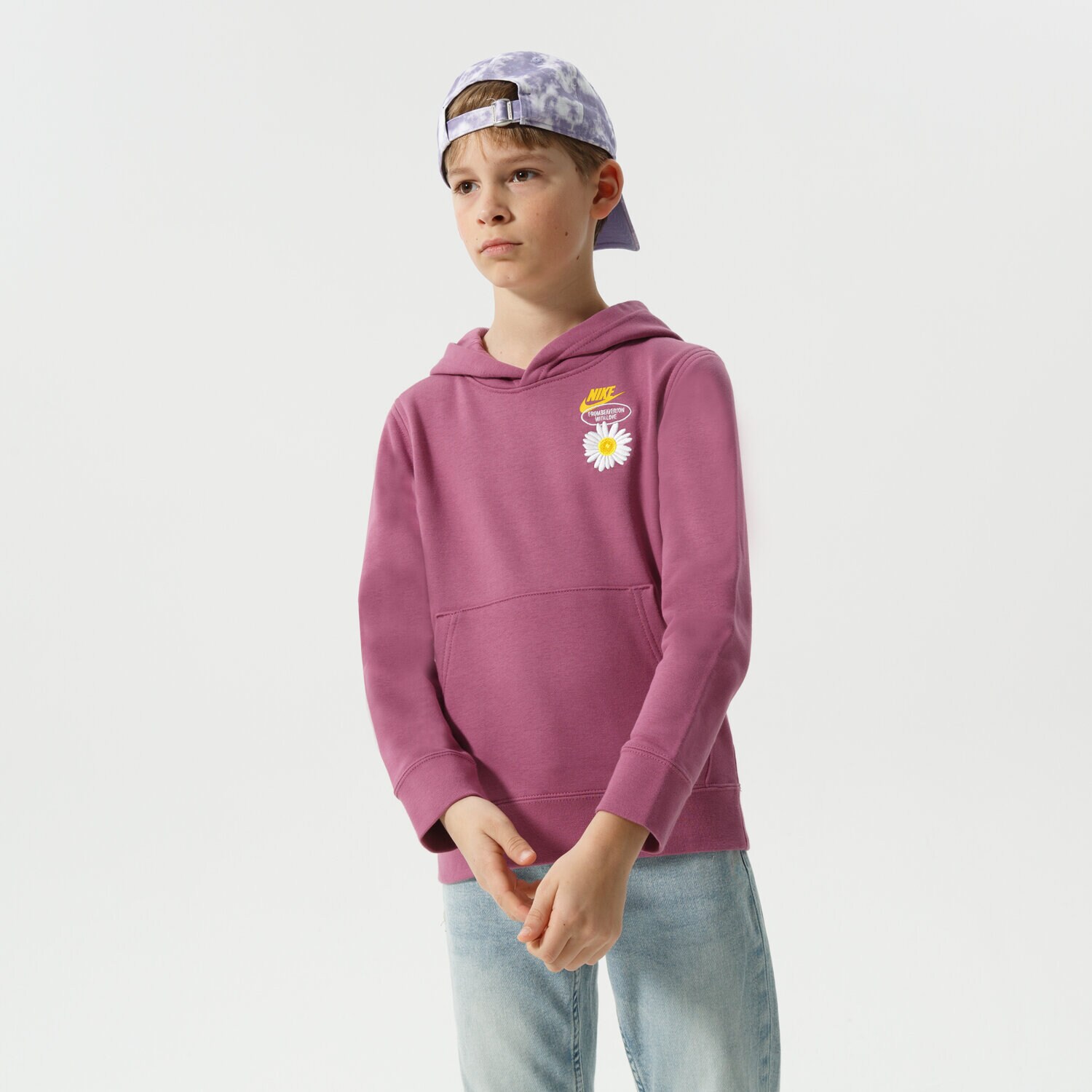 Sportowa bluza dziecięca NIKE BLUZA Z KAPTUREM B NSW HBR STMNT HOODED PO BOY DM8092-507 FIOLETOWY