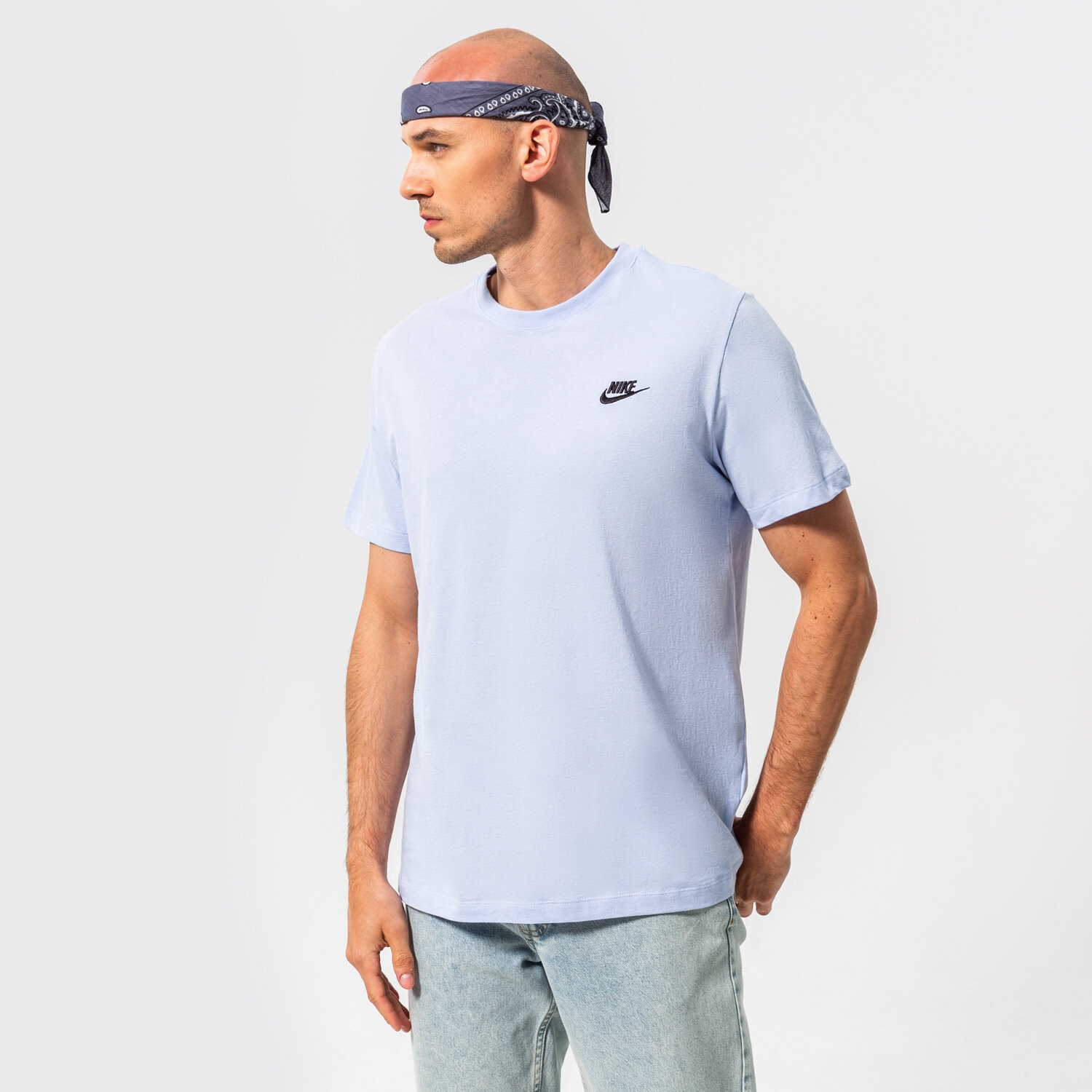 Koszulka, t-shirt sportowy męski NIKE T-SHIRT SPORTSWEAR CLUB FLEECE AR4997-548 NIEBIESKI