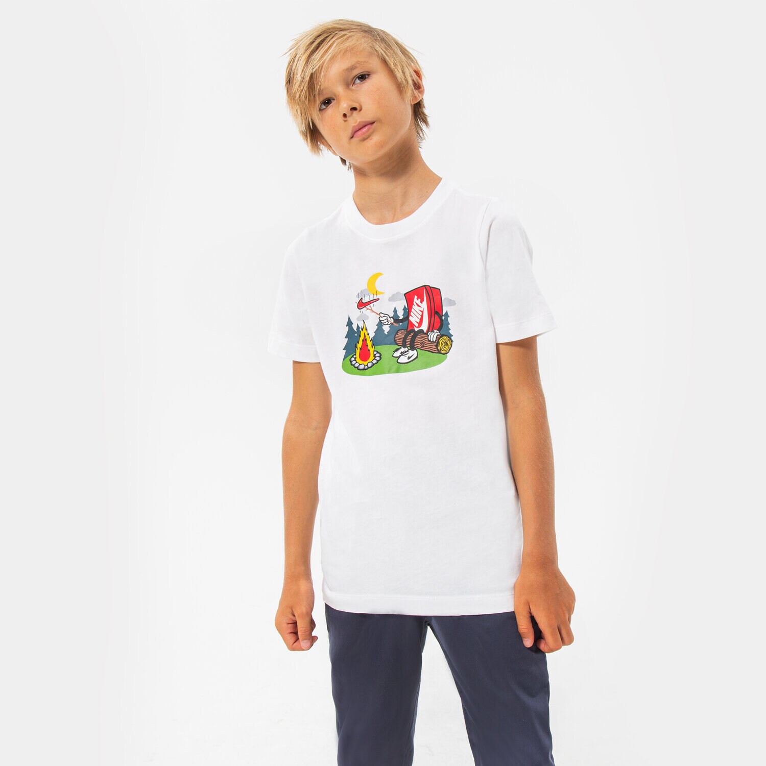 Koszulka, t-shirt dla dzieci NIKE T-SHIRT B NSW TEE BOXY 2 BOY DQ3855-100 BIAŁY