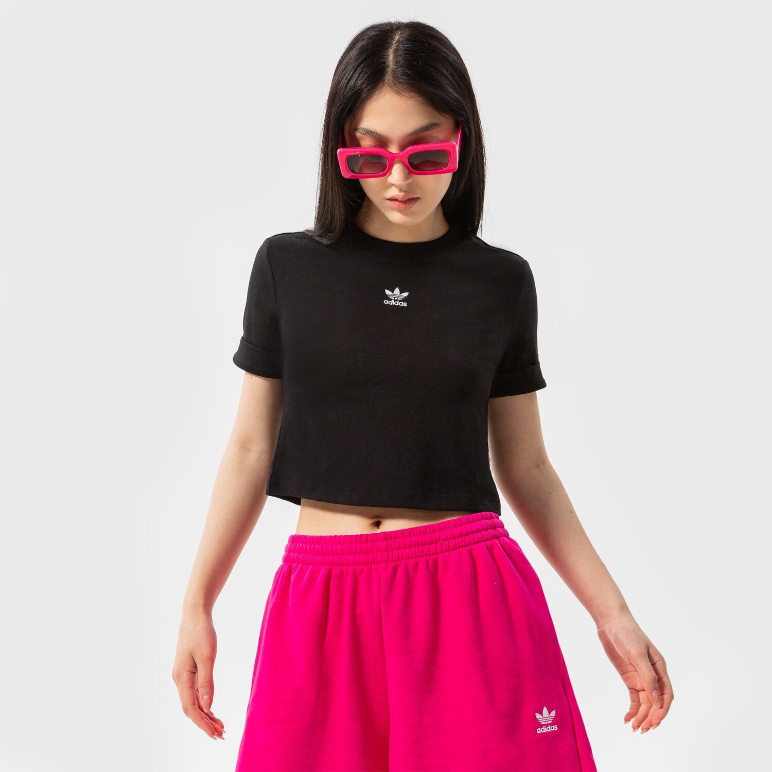 Koszulka, t-shirt damski ADIDAS TOP CROP TOP GN2802 CZARNY