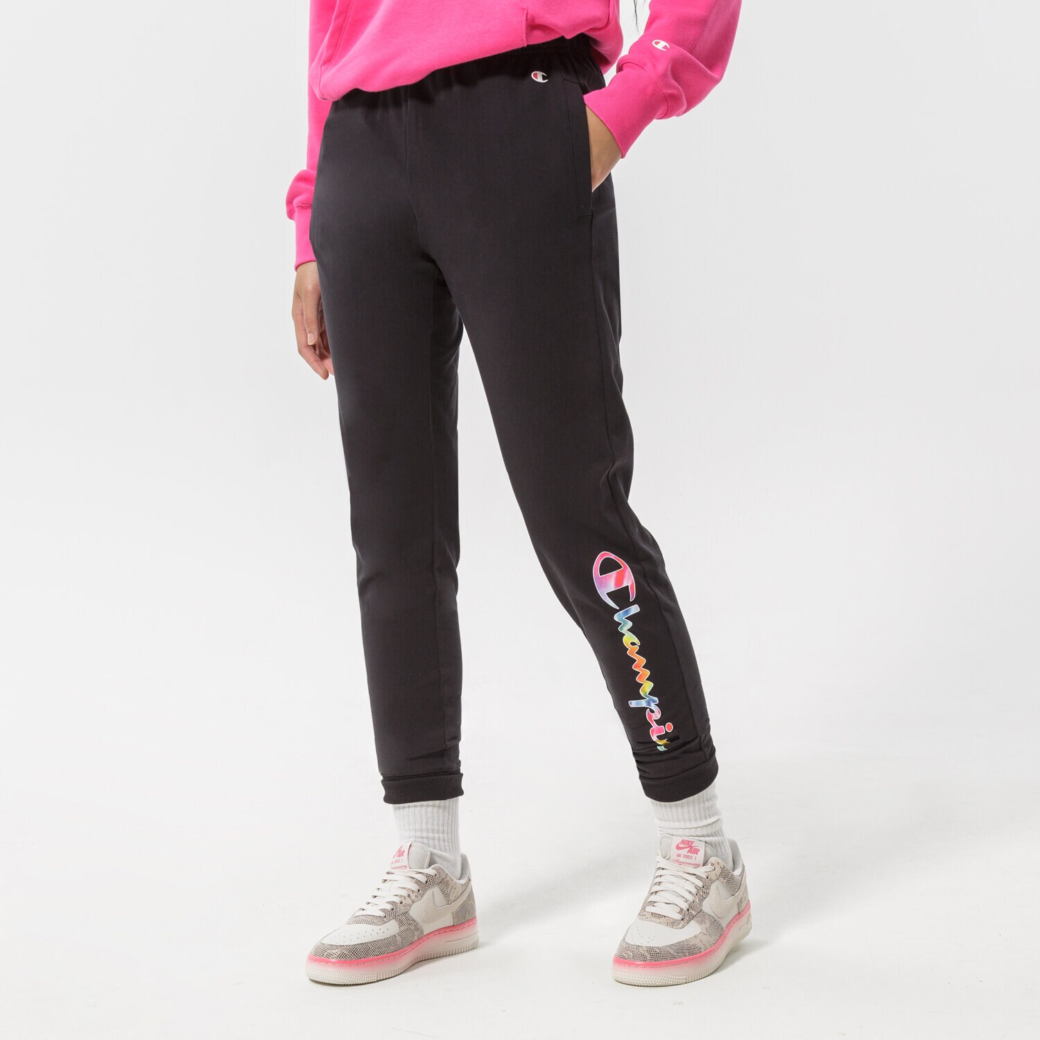Spodnie sportowe damskie CHAMPION SPODNIE RIB CUFF PANTS 114987KK001 CZARNY