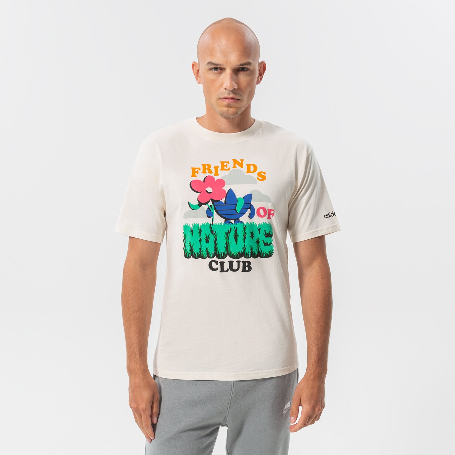 Koszulka, t-shirt sportowy męski ADIDAS T-SHIRT FRIENDS OF NATU HC2141 BIAŁY