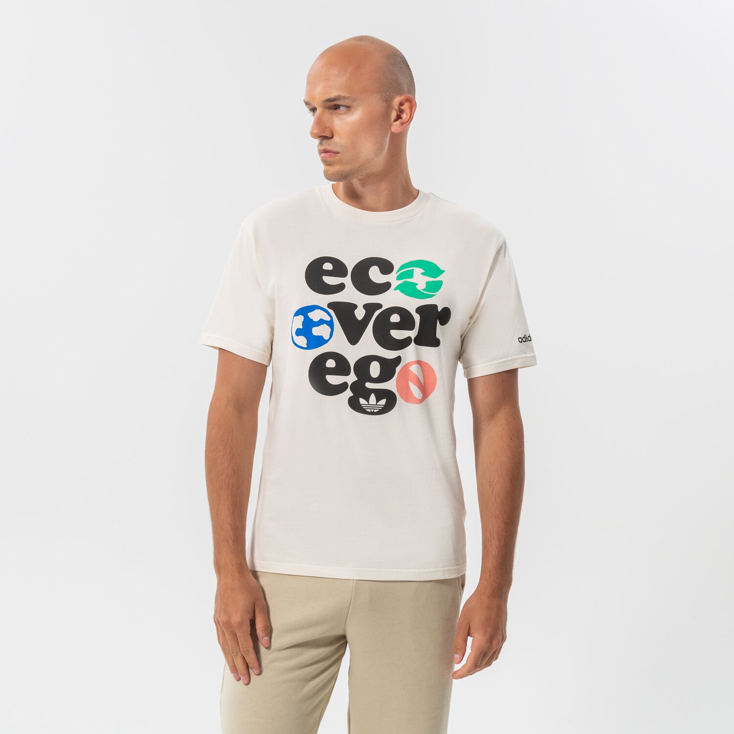 Koszulka, t-shirt sportowy męski ADIDAS T-SHIRT ECO OVER EGO TE HC2139 BIAŁY