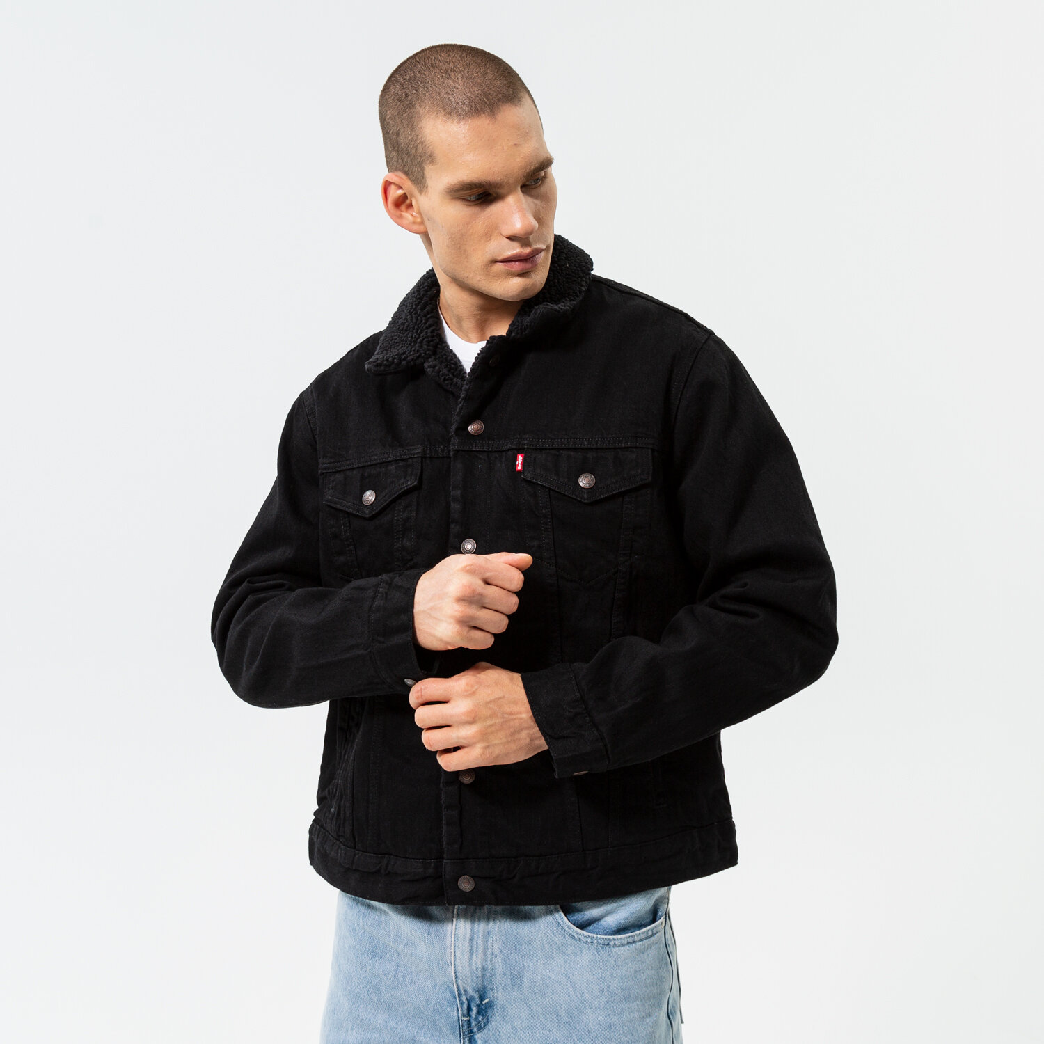 Kurtka wiosenna / jesienna męska LEVI'S KURTKA TYPE 3 SHERPA TRUCKER 16365-0100 CZARNY