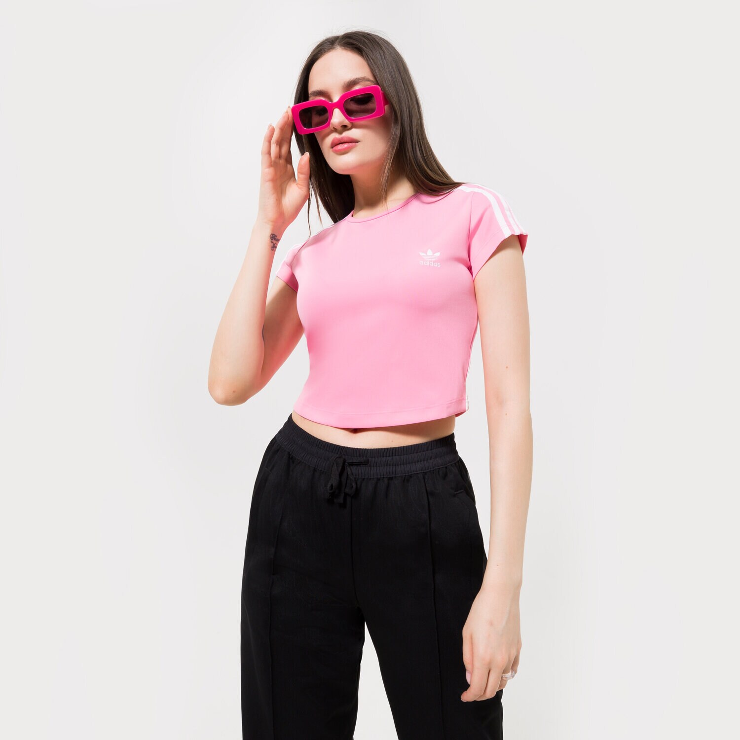 Koszulka, t-shirt damski ADIDAS T-SHIRT CROPPED TEE HM4712 RÓŻOWY