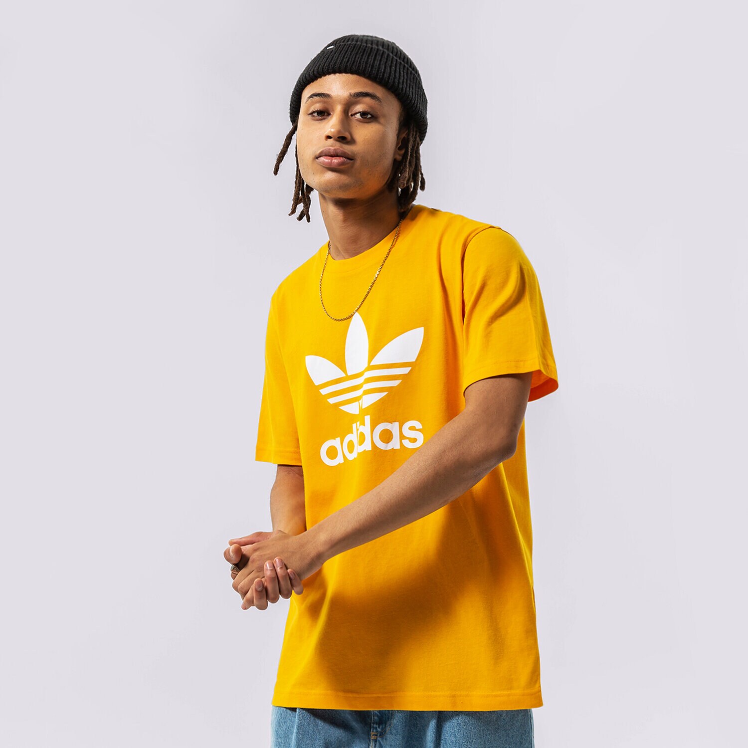 Koszulka, t-shirt sportowy męski ADIDAS T-SHIRT TREFOIL HK5229 POMARAŃCZOWY