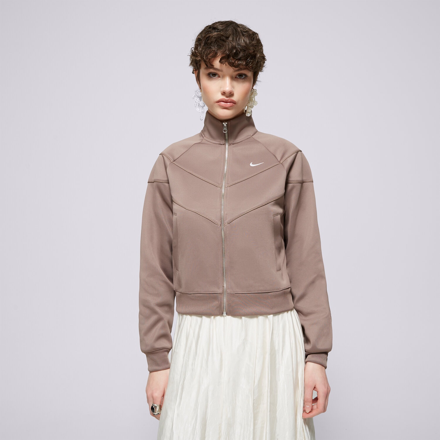 Bluza damska NIKE BLUZA W NSW NK WR POLY KNIT HJ0975-233 BRĄZOWY