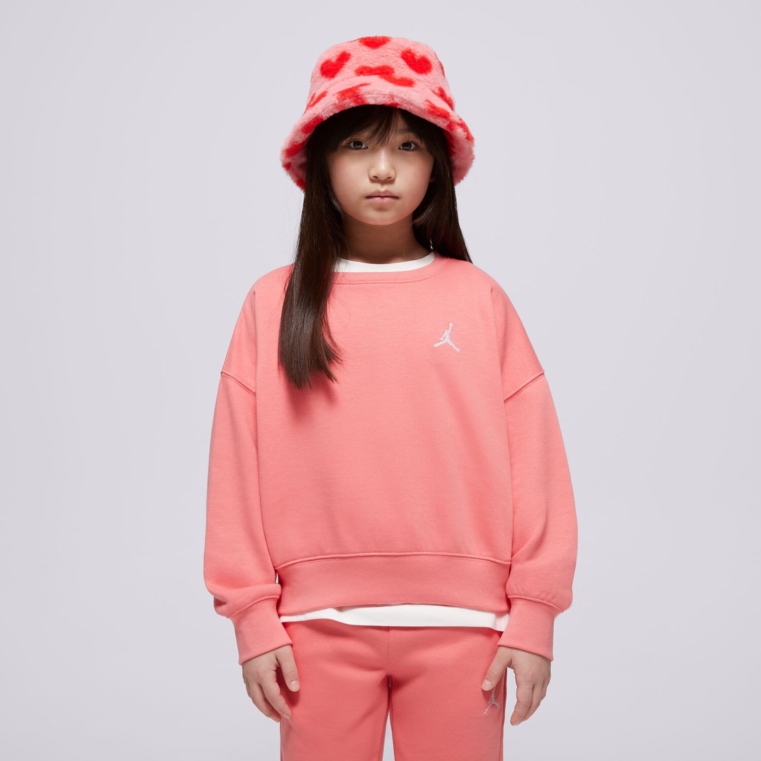 Sportowa bluza dziecięca JORDAN BLUZA JDG BROOKYLN ESS FT CREW GIRL 45D506-A0Y RÓŻOWY