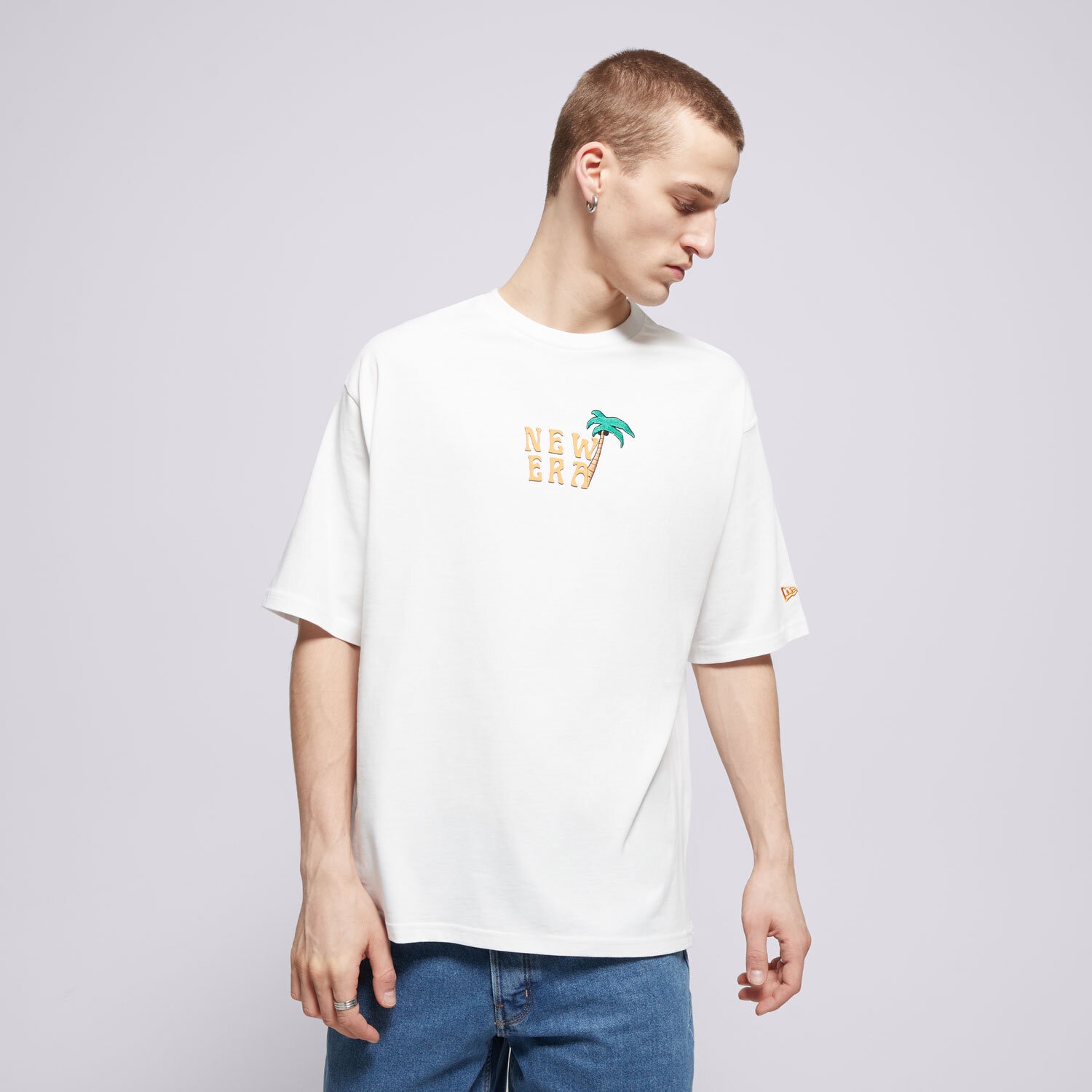Koszulka, t-shirt sportowy męski NEW ERA T-SHIRT NE DRINK GRAPHIC OS NONE 60596303 BIAŁY