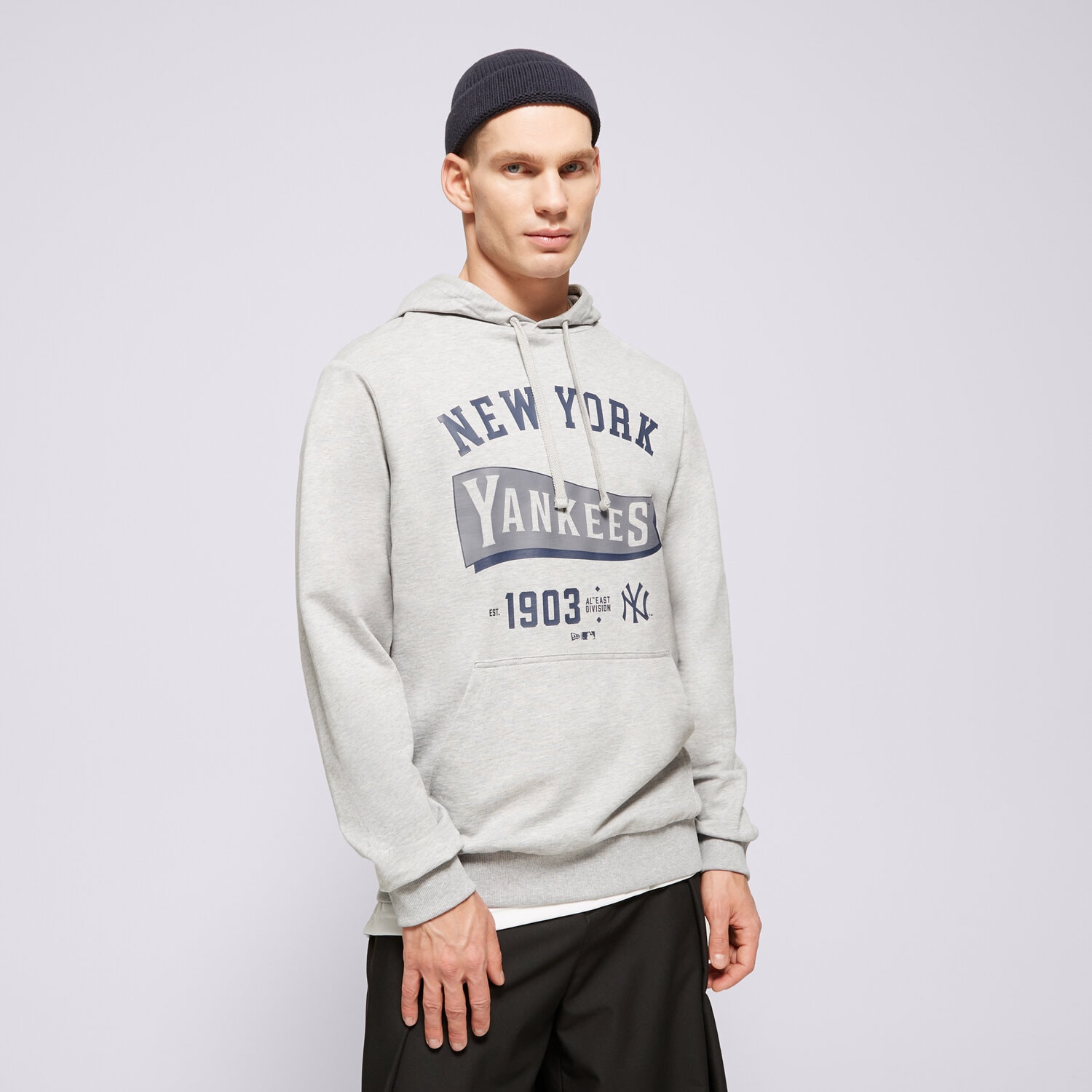 Bluza męska NEW ERA BLUZA Z KAPTUREM MLB PENNANT NYY NEW YORK YANKEES 60596192 SZARY