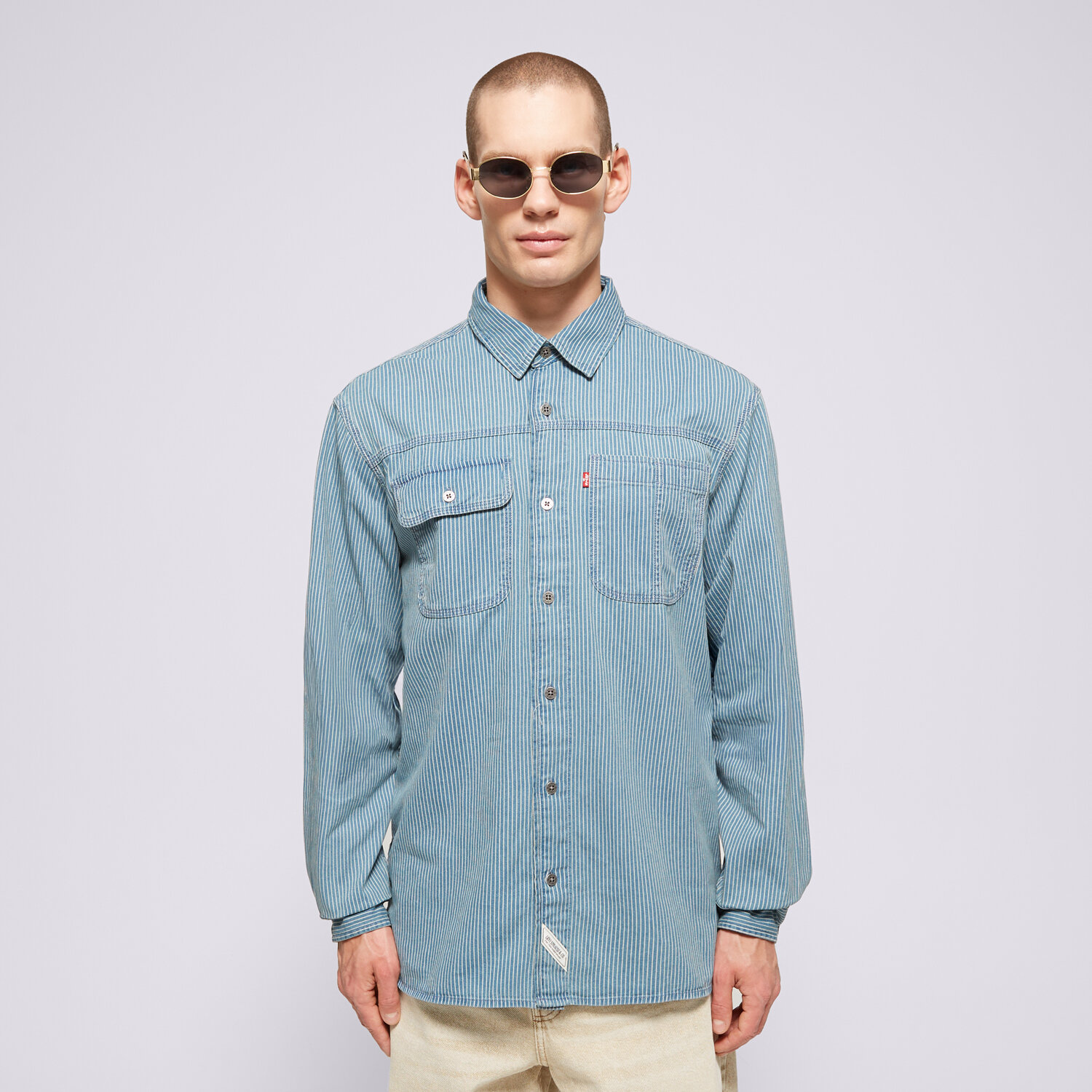 Koszule męskie sportowe LEVI'S KOSZULA LS AUBURN WORKER MED INDIGO - FLAT FINISH A7224-0010 NIEBIESKI