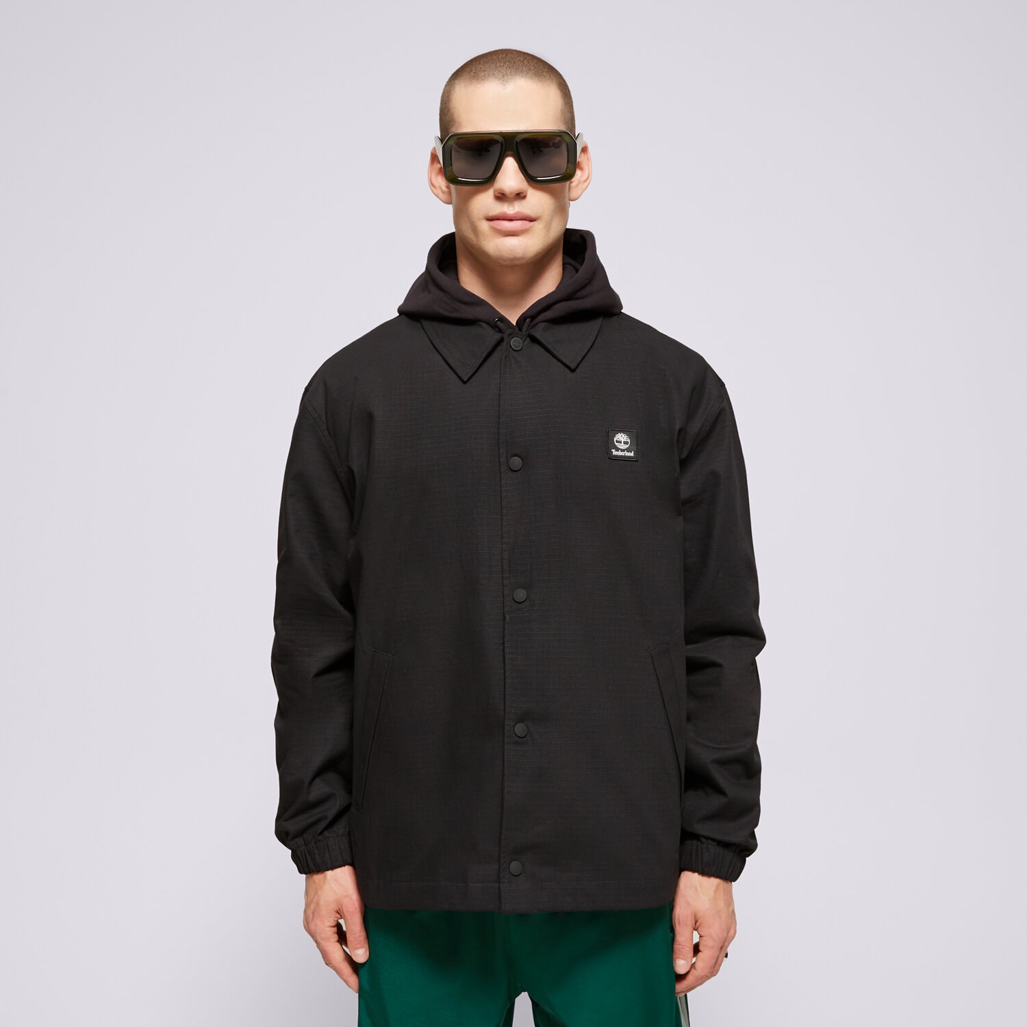 Kurtka wiosenna / jesienna męska TIMBERLAND KURTKA WOVEN BADGE RIPSTOP COACH JACKET BLACK TB0A6FA90011 CZARNY