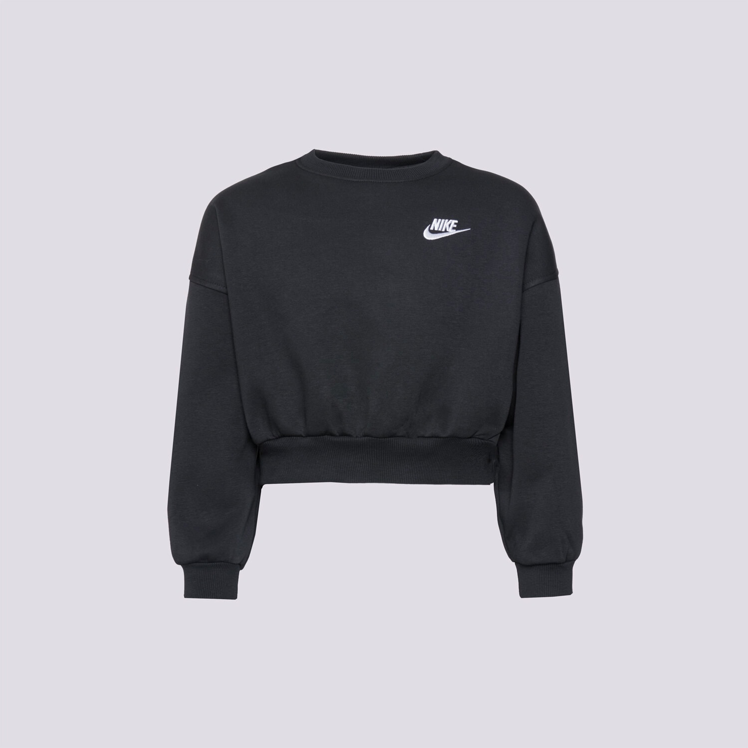Sportowa bluza dziecięca NIKE BLUZA G NSW CLUB FLC BXY CRW LBR GIRL FZ9244-010 CZARNY