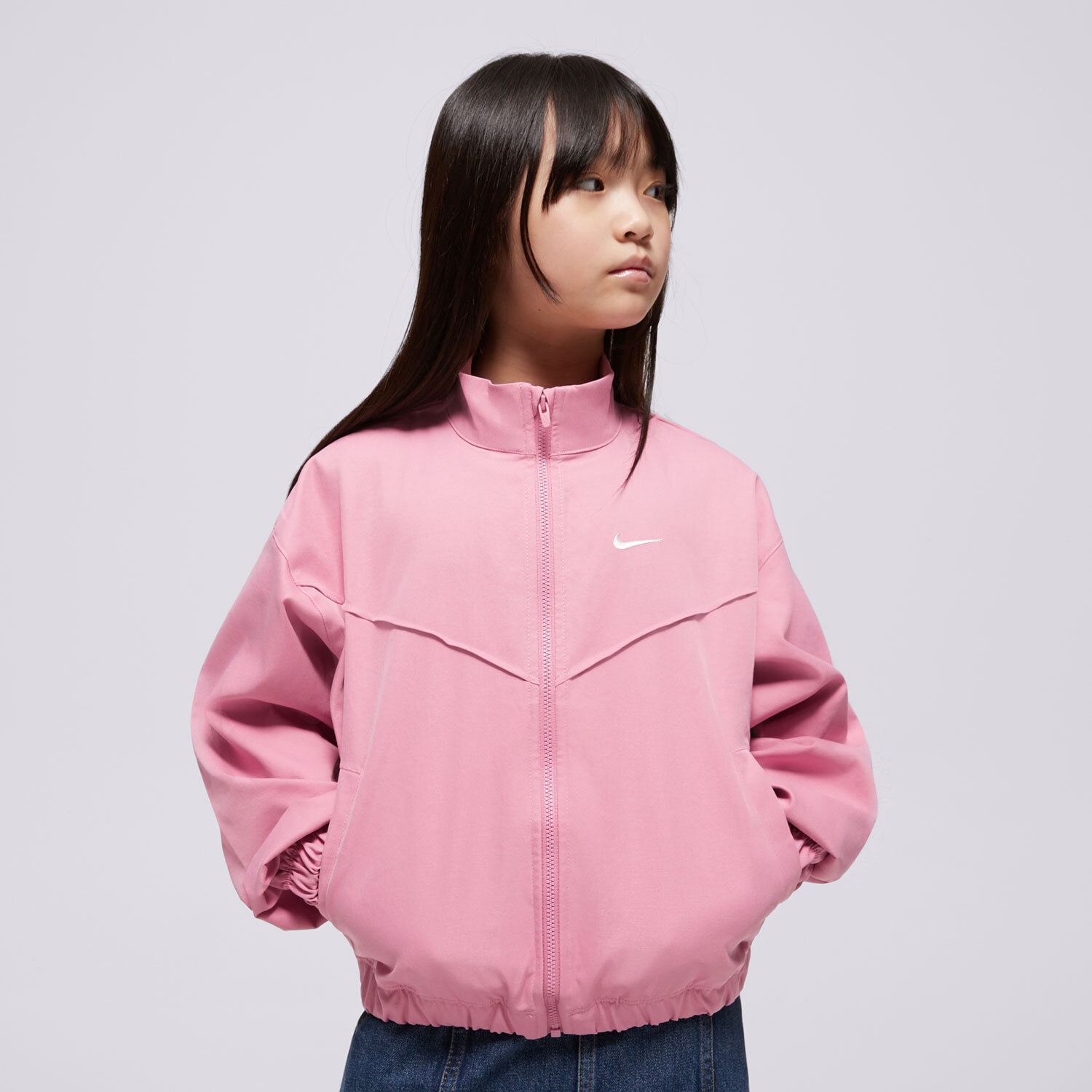 Dziecięca kurtka przejściowa (wiosenna/jesienna) NIKE KURTKA G NSW LTWT OVRSZD JKT STY STAR GIRL FZ5557-646 RÓŻOWY