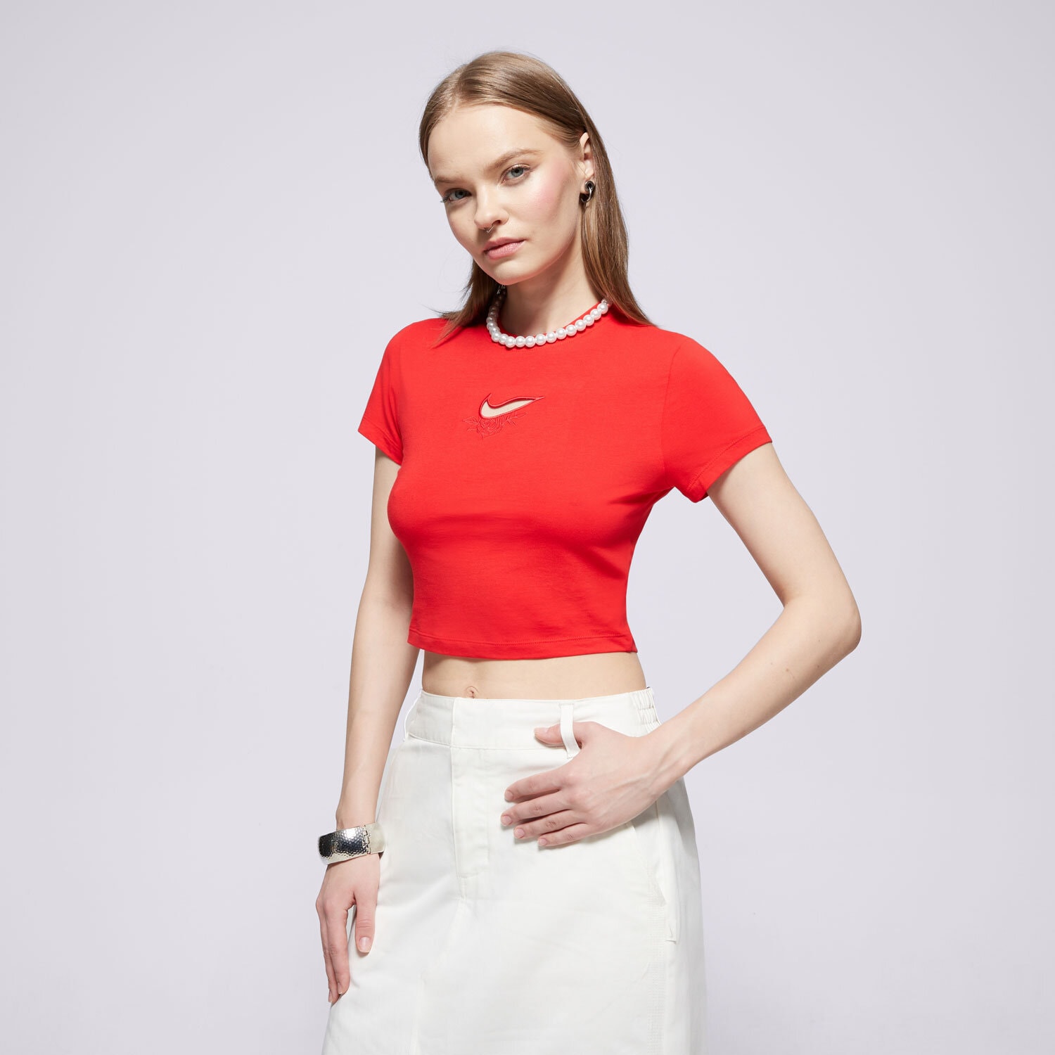 Koszulka, t-shirt damski NIKE T-SHIRT W NSW NK CHLL KNT TEE VDAY HF9534-657 CZERWONY