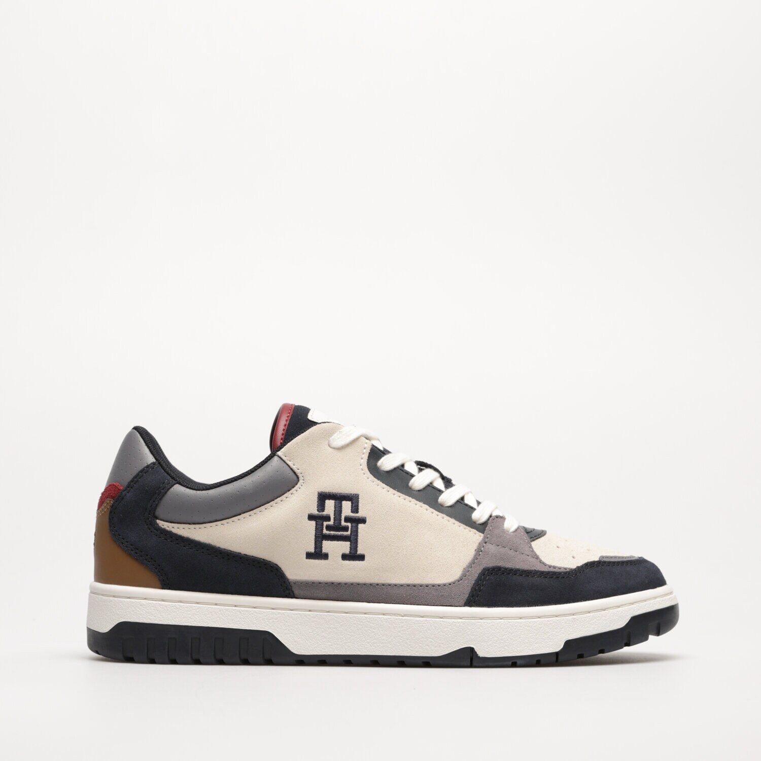 Buty sneakersy męskie TOMMY HILFIGER TH BASKET BETTER SUEDE MIX FM0FM04822DW5 GRANATOWY