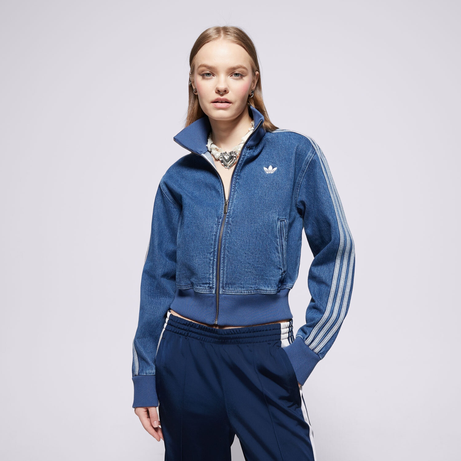 Kurtka wiosenna / jesienna damska ADIDAS KURTKA DENIM TT JD2570 NIEBIESKI