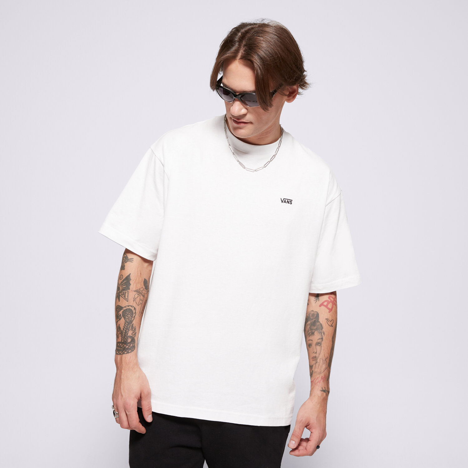 Koszulka, t-shirt sportowy męski VANS T-SHIRT LEFT CHEST II LOOSE SS VN000P1PWHT1 BIAŁY