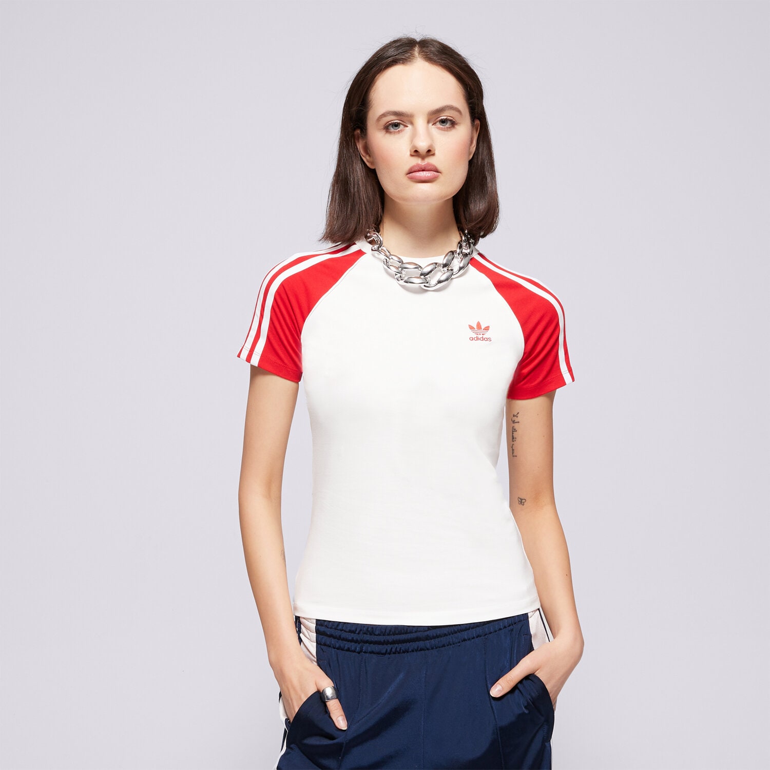 Koszulka, t-shirt damski ADIDAS T-SHIRT 3S SLIM TEE JD0835 BIAŁY