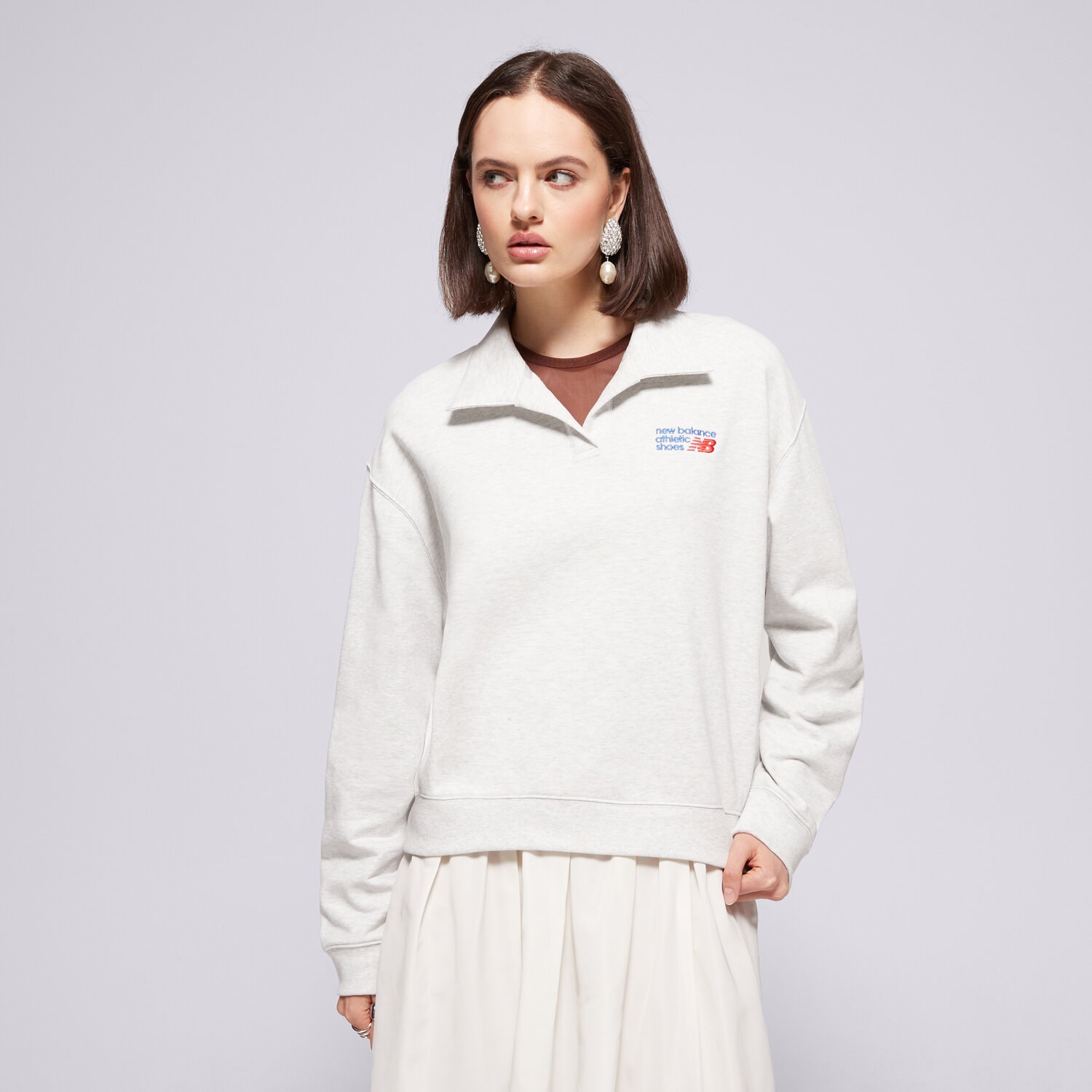 Bluza damska NEW BALANCE BLUZA FRENCH TERRY POLO WT51513AHH SZARY