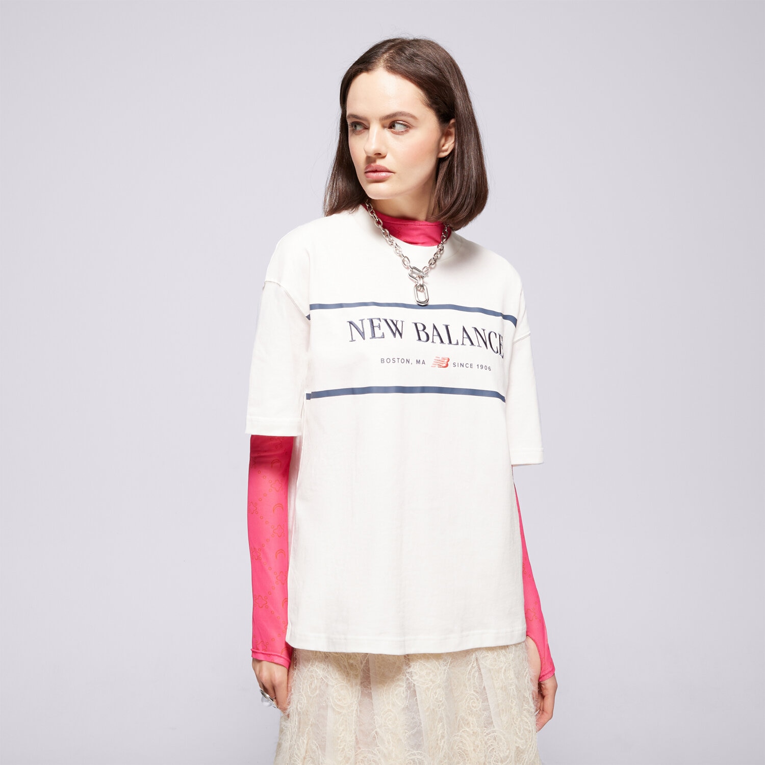 Koszulka, t-shirt damski NEW BALANCE T-SHIRT ATHLETICS NAUTICAL WT51910SST KREMOWY