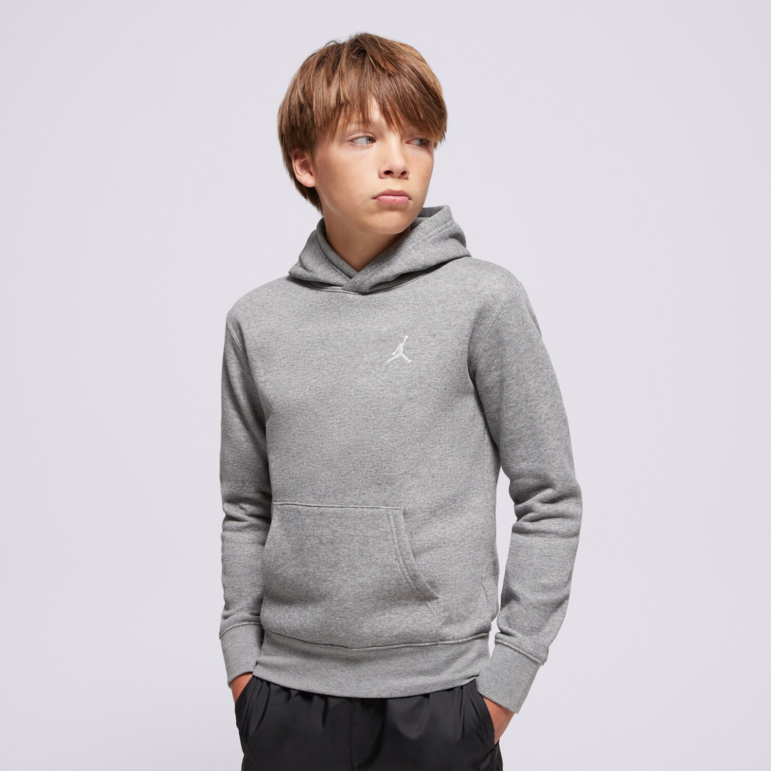 Sportowa bluza dziecięca JORDAN BLUZA Z KAPTUREM MJ BROOKLYN FLC PO BOY 9BD232-GEH SZARY