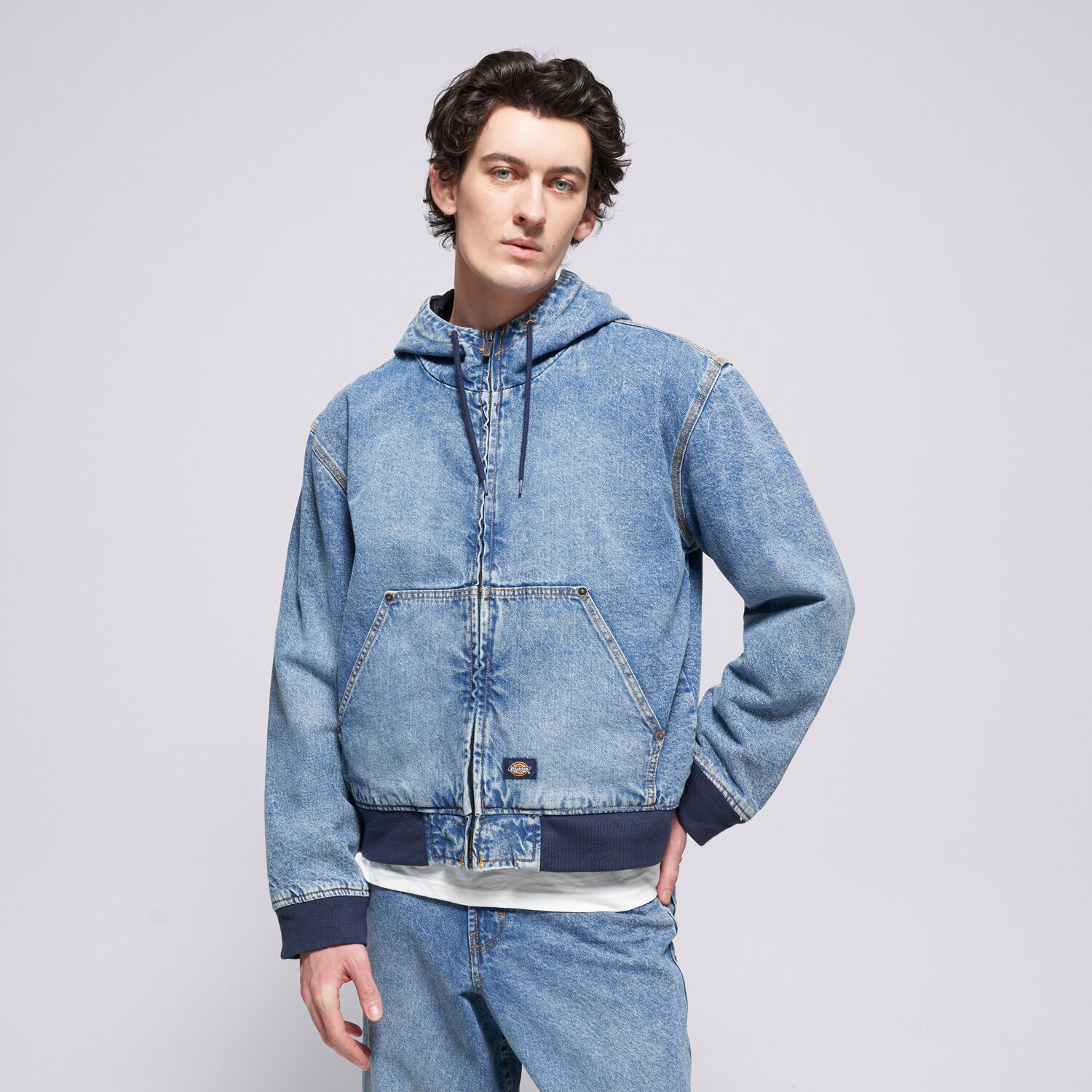 Kurtka wiosenna / jesienna męska DICKIES KURTKA DICKIES HOODED DENIM JACKET DK0A4ZAPK211 NIEBIESKI