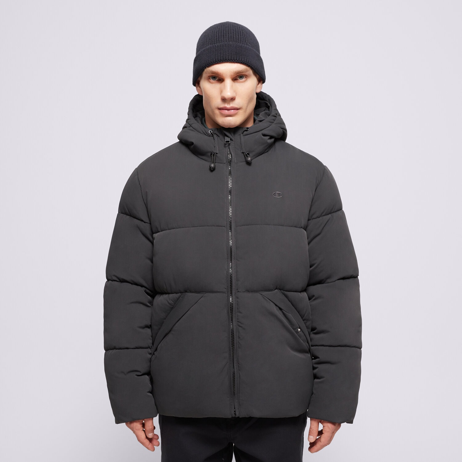 Kurtka zimowa męska CHAMPION KURTKA ZIMOWA HOODED JACKET 220347ES503 CZARNY