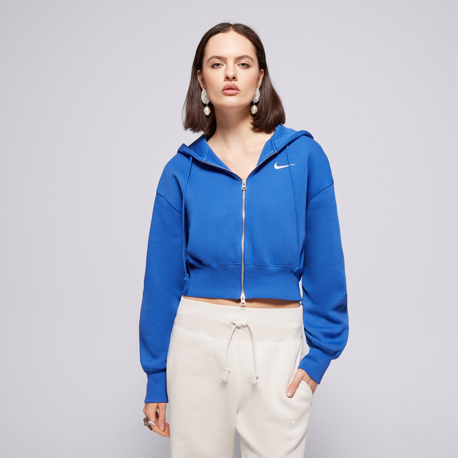 Bluza damska NIKE BLUZA ROZPINANA PHNX FLC LSE CROP FZ HDY HJ0940-480 NIEBIESKI