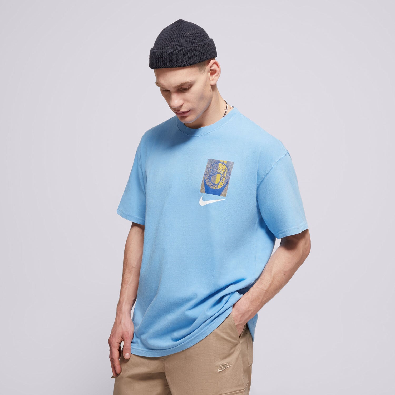 Koszulka, t-shirt sportowy męski NIKE T-SHIRT M NK TEE M90 OC 1 HJ3325-412 NIEBIESKI