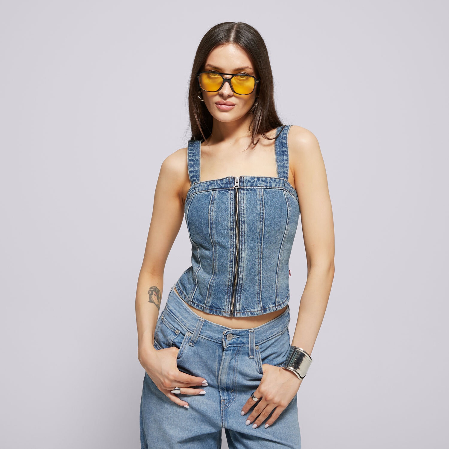 Koszulka, t-shirt damski LEVI'S TOP SCULPTED BUSTIER MED. 001W4-0002 NIEBIESKI